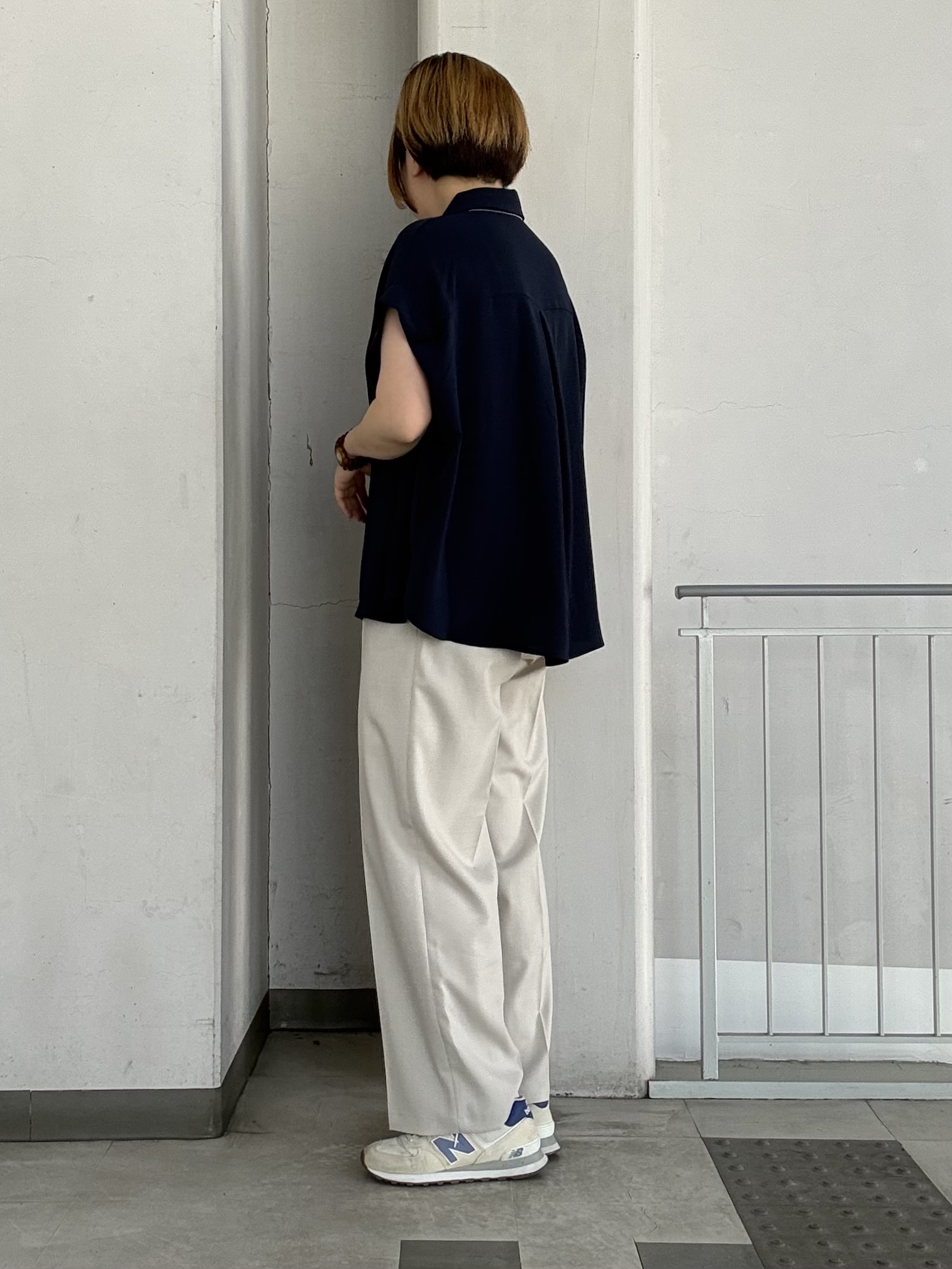 aiさんの「THE SHOP TK｜【ひんやり/防しわ/UV/吸水速乾】襟付き フレンチスリーブシャツ」を使ったコーディネート