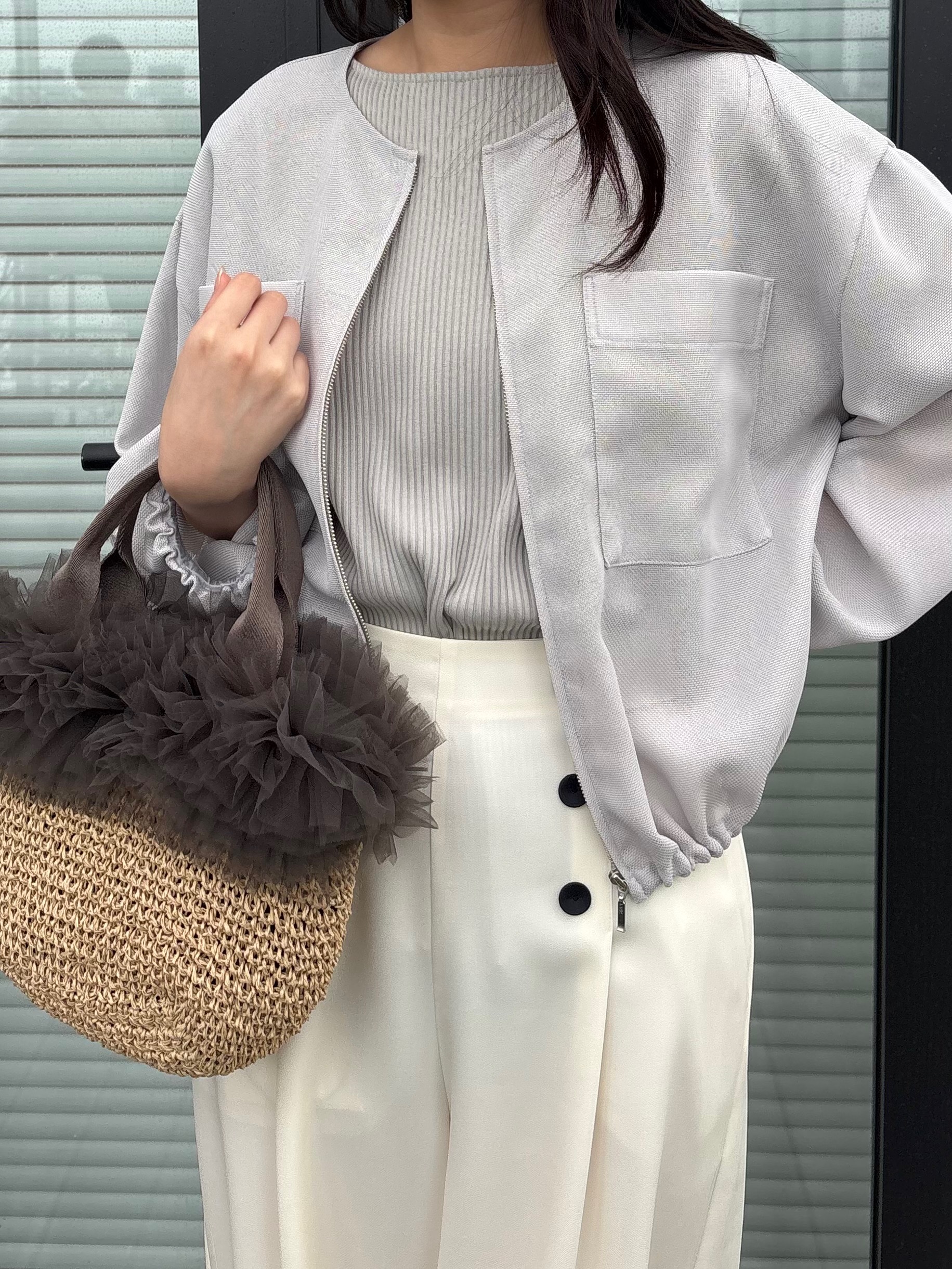AOIさんの「Couture brooch｜【洗濯機可】シアーメッシュ ブルゾン」を使ったコーディネート