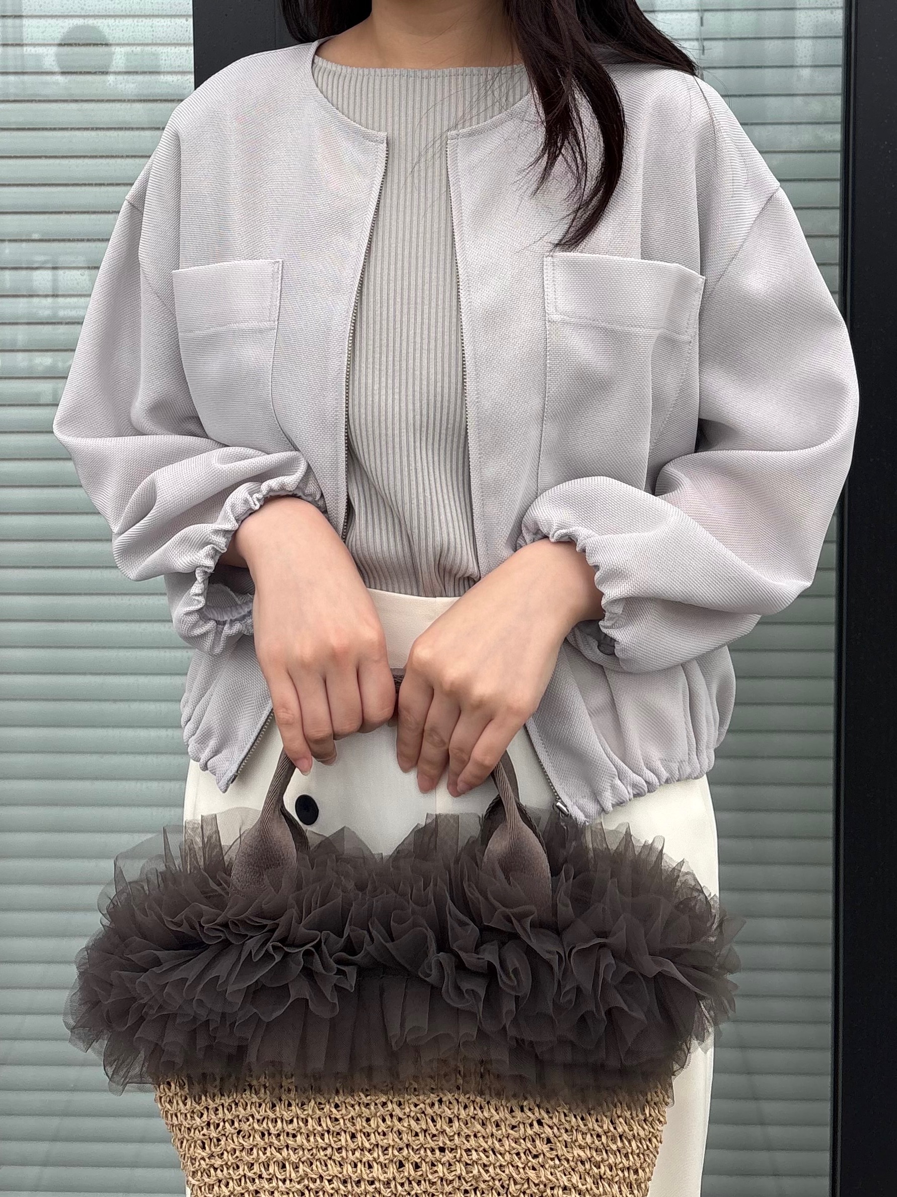 AOIさんの「Couture brooch｜【洗濯機可】シアーメッシュ ブルゾン」を使ったコーディネート