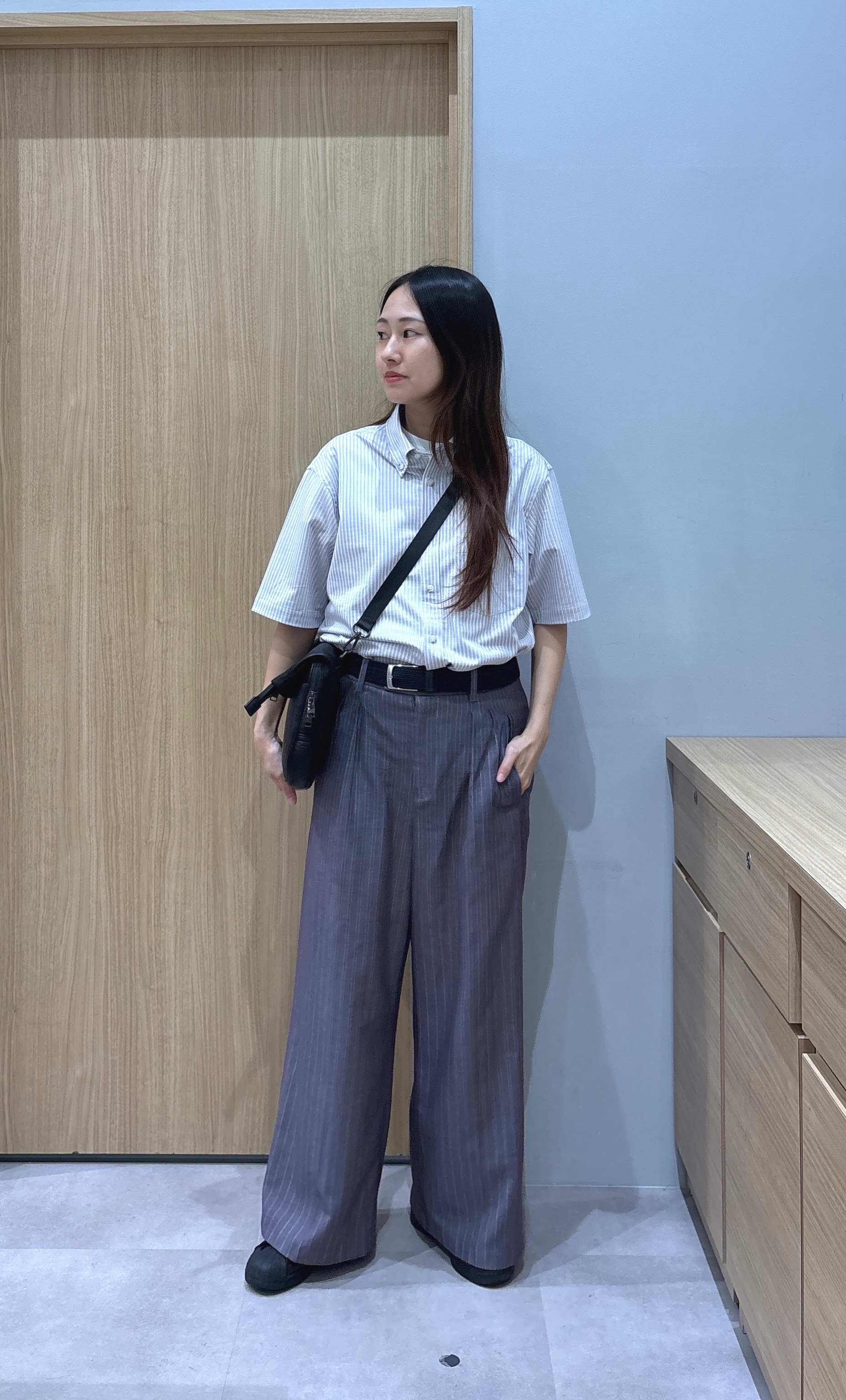 よぴさんの「TAKEO KIKUCHI｜【接触冷感】ジャージストライプ シャツ」を使ったコーディネート