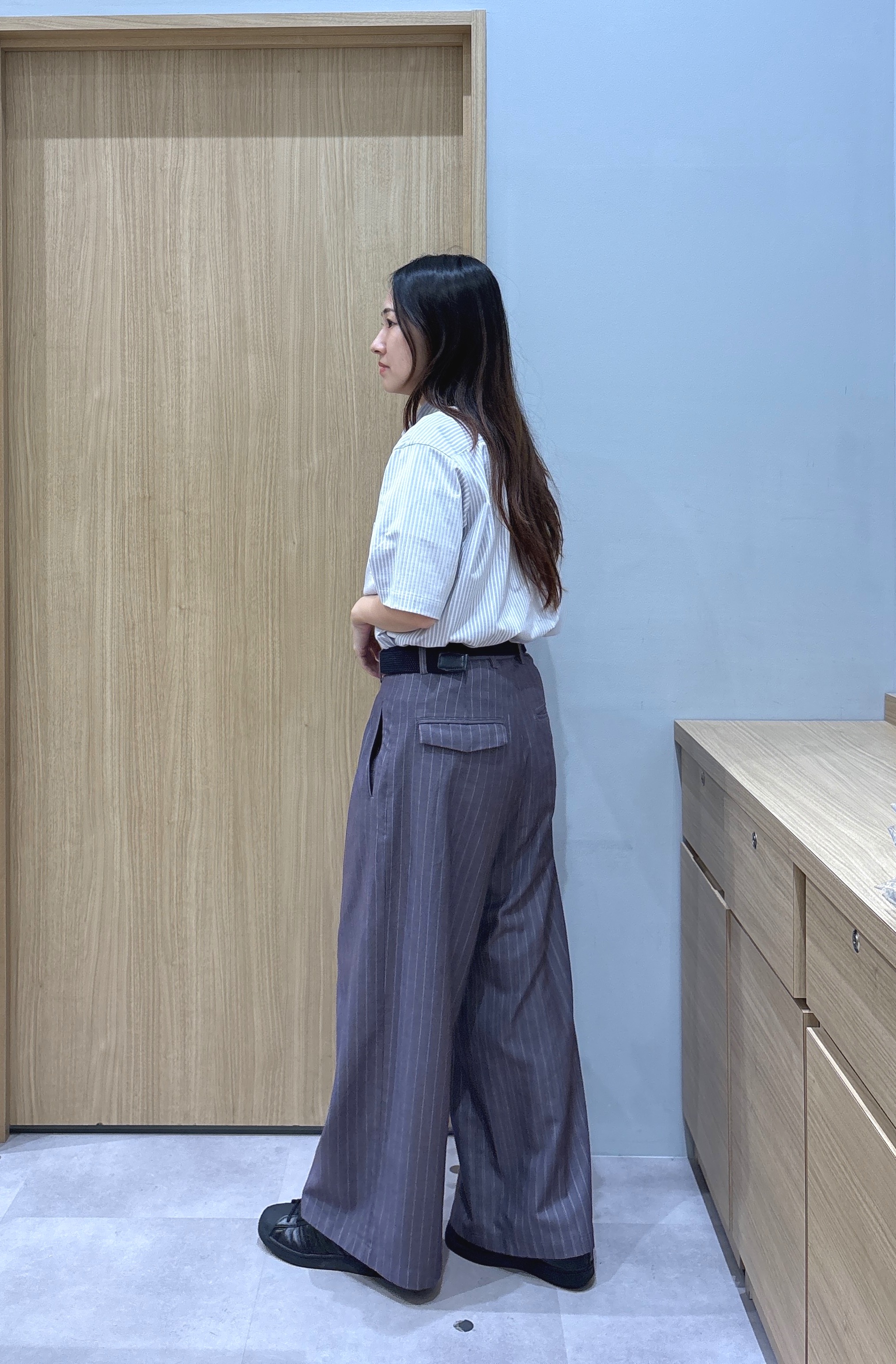 よぴさんの「TAKEO KIKUCHI｜【接触冷感】ジャージストライプ シャツ」を使ったコーディネート
