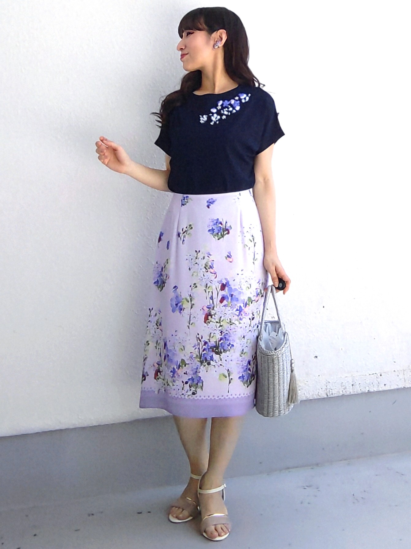 keinaさんの「SunaUna｜【SS～Lサイズ展開／スパンコール・ビジュー・刺繍】クラフトニット」を使ったコーディネート