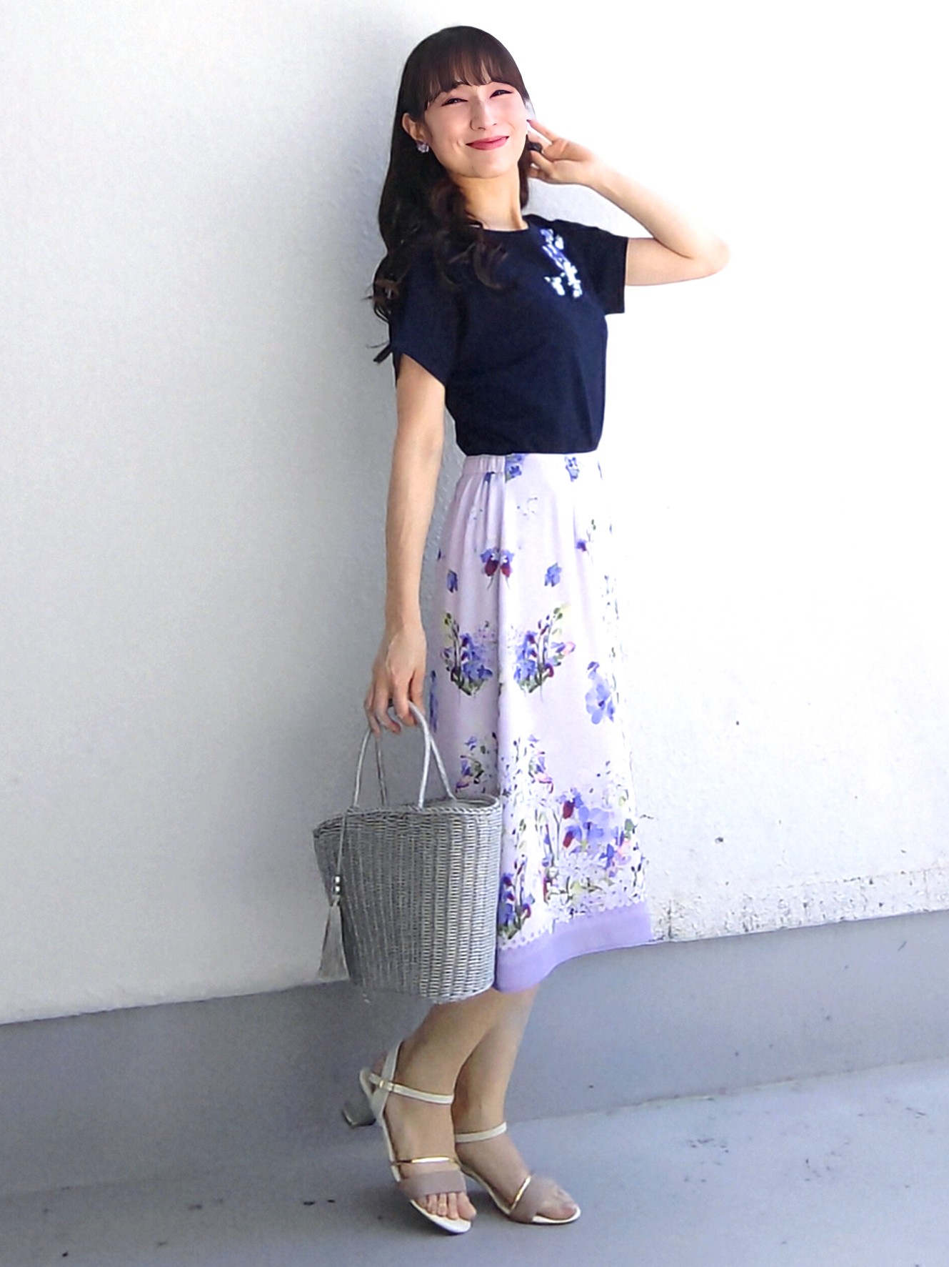 keinaさんの「SunaUna｜【SS～Lサイズ展開／スパンコール・ビジュー・刺繍】クラフトニット」を使ったコーディネート