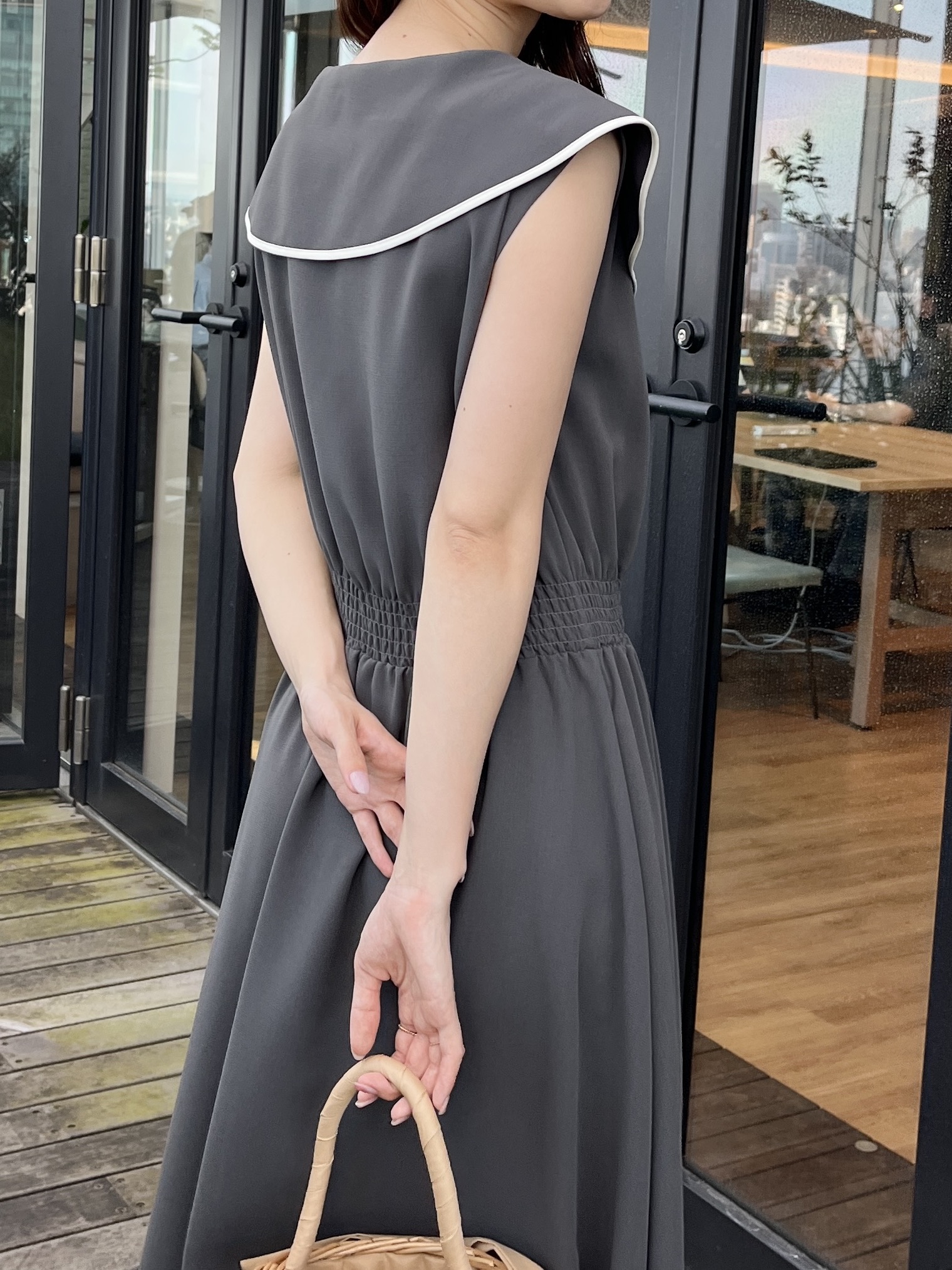はばさんの「Couture brooch｜【洗える】リネンライク マリンワンピース」を使ったコーディネート