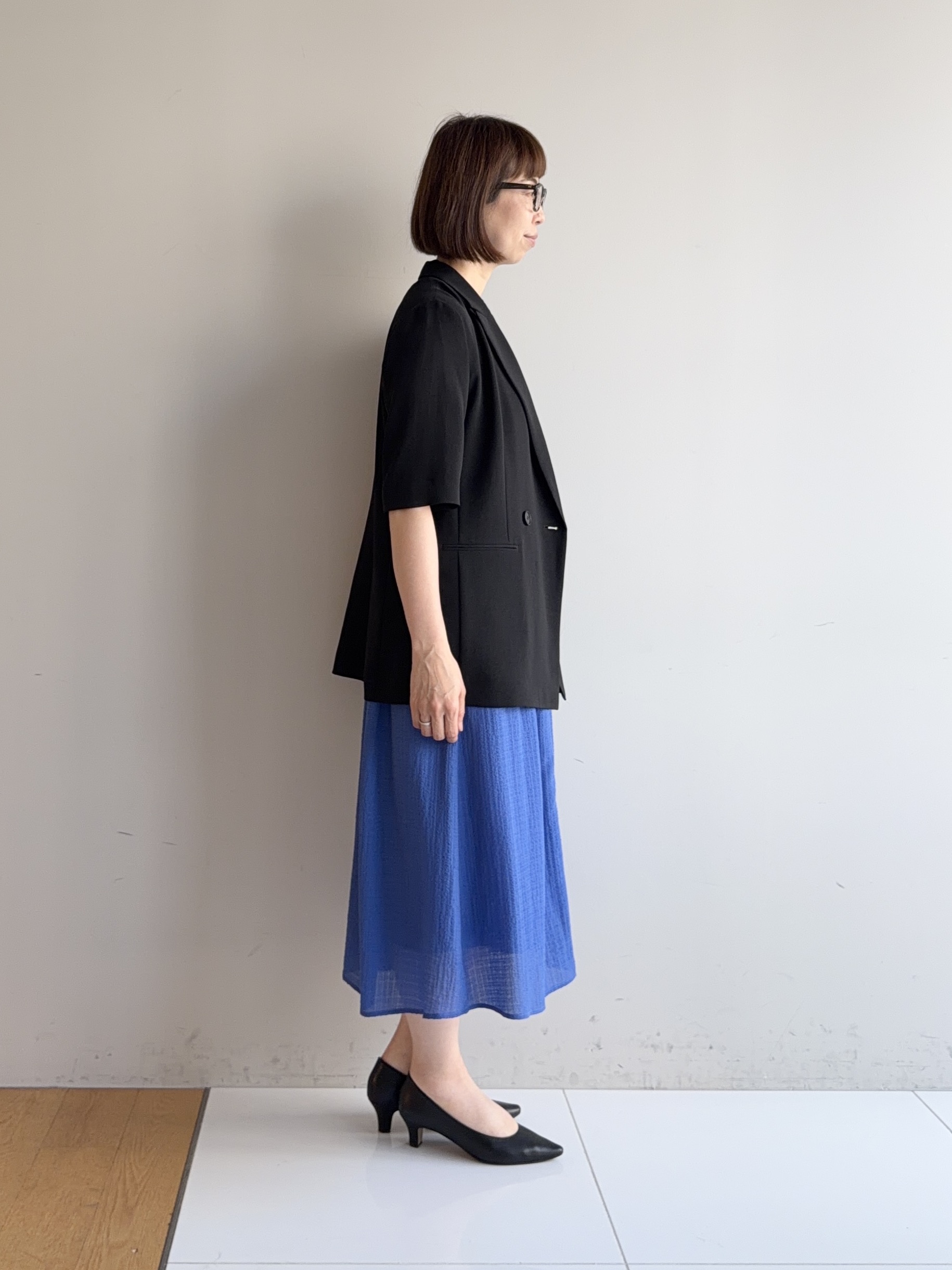 murayamaさんの「INDIVI｜【着る日傘】ハーフスリーブダブルジャケット」を使ったコーディネート