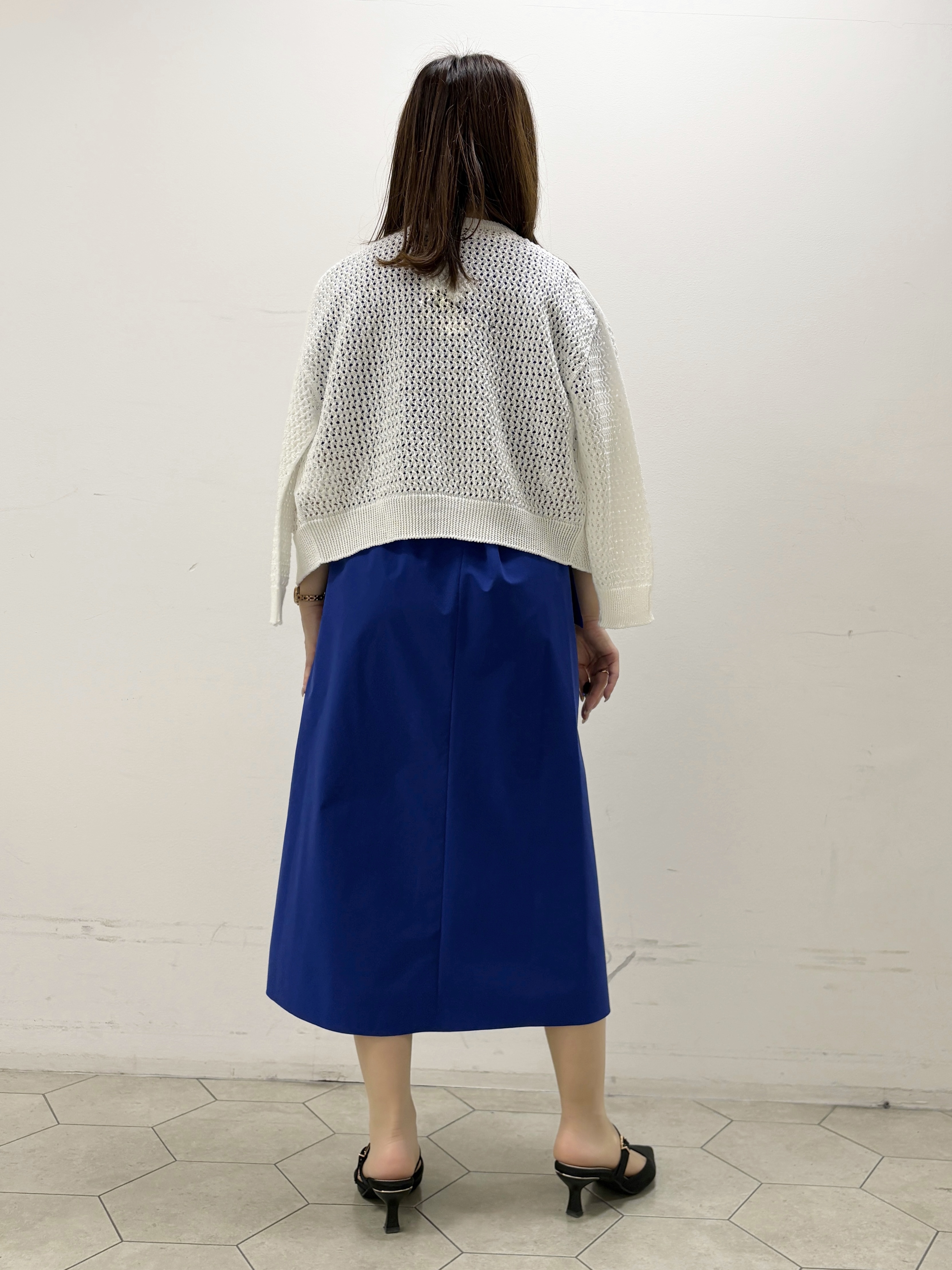 kahoさんの「INDIVI｜【洗える／コットン】メッシュジップニットカーディガン」を使ったコーディネート