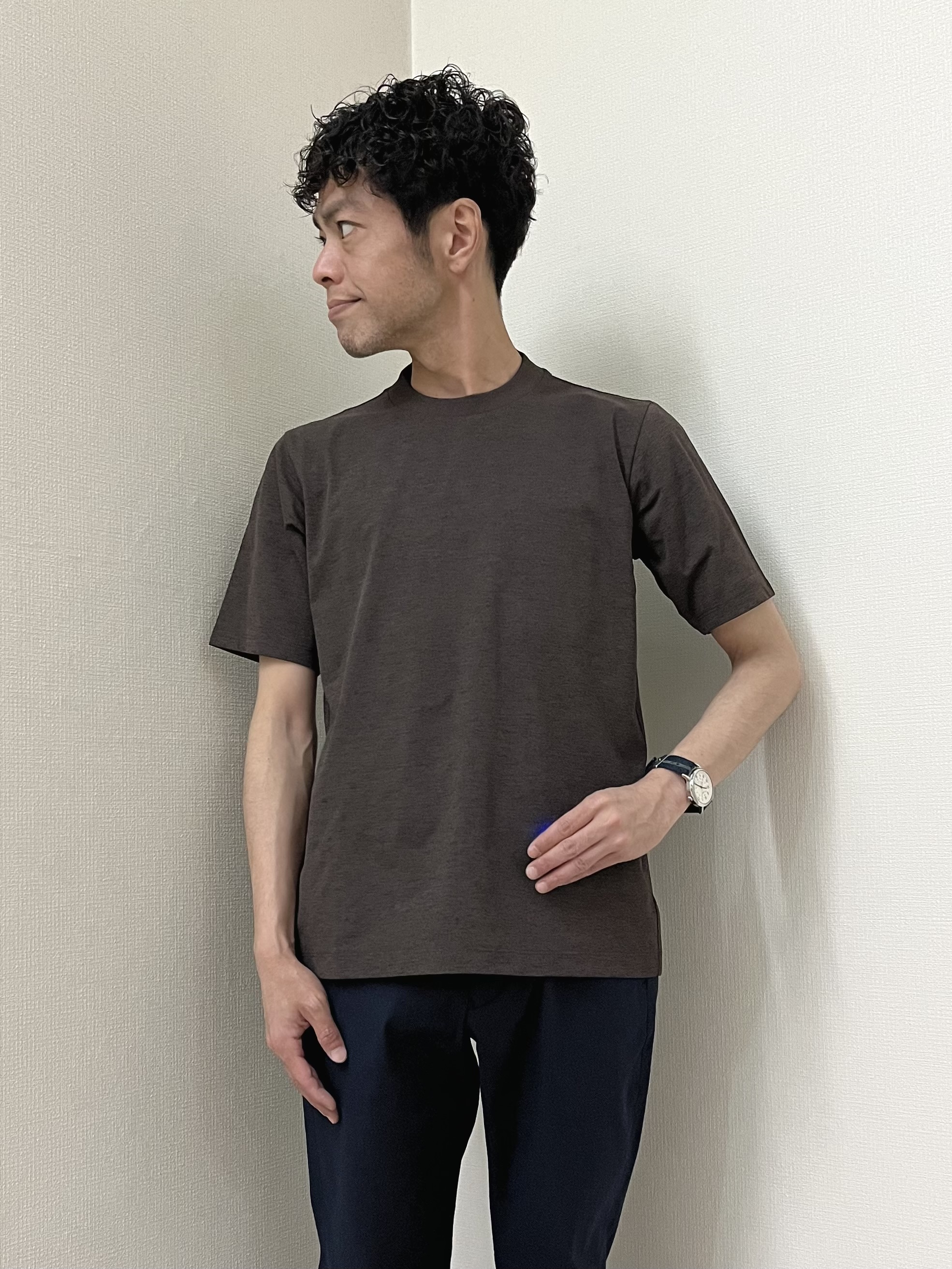 URAさんの「TAKEO KIKUCHI｜【接触冷感】ハイブリッド リネン 七分袖シャツ」を使ったコーディネート