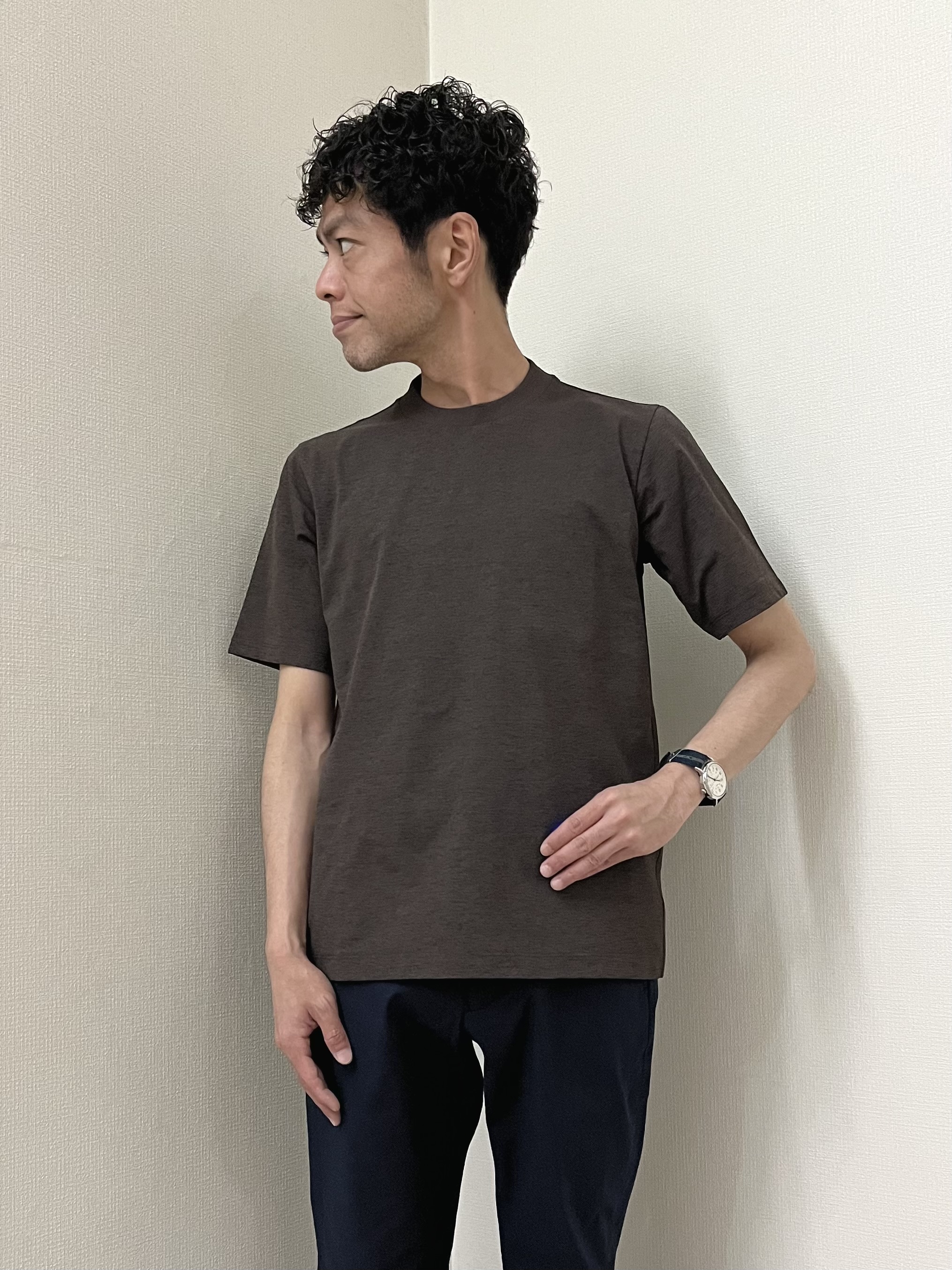 URAさんの「TAKEO KIKUCHI｜【接触冷感】ハイブリッド リネン 七分袖シャツ」を使ったコーディネート