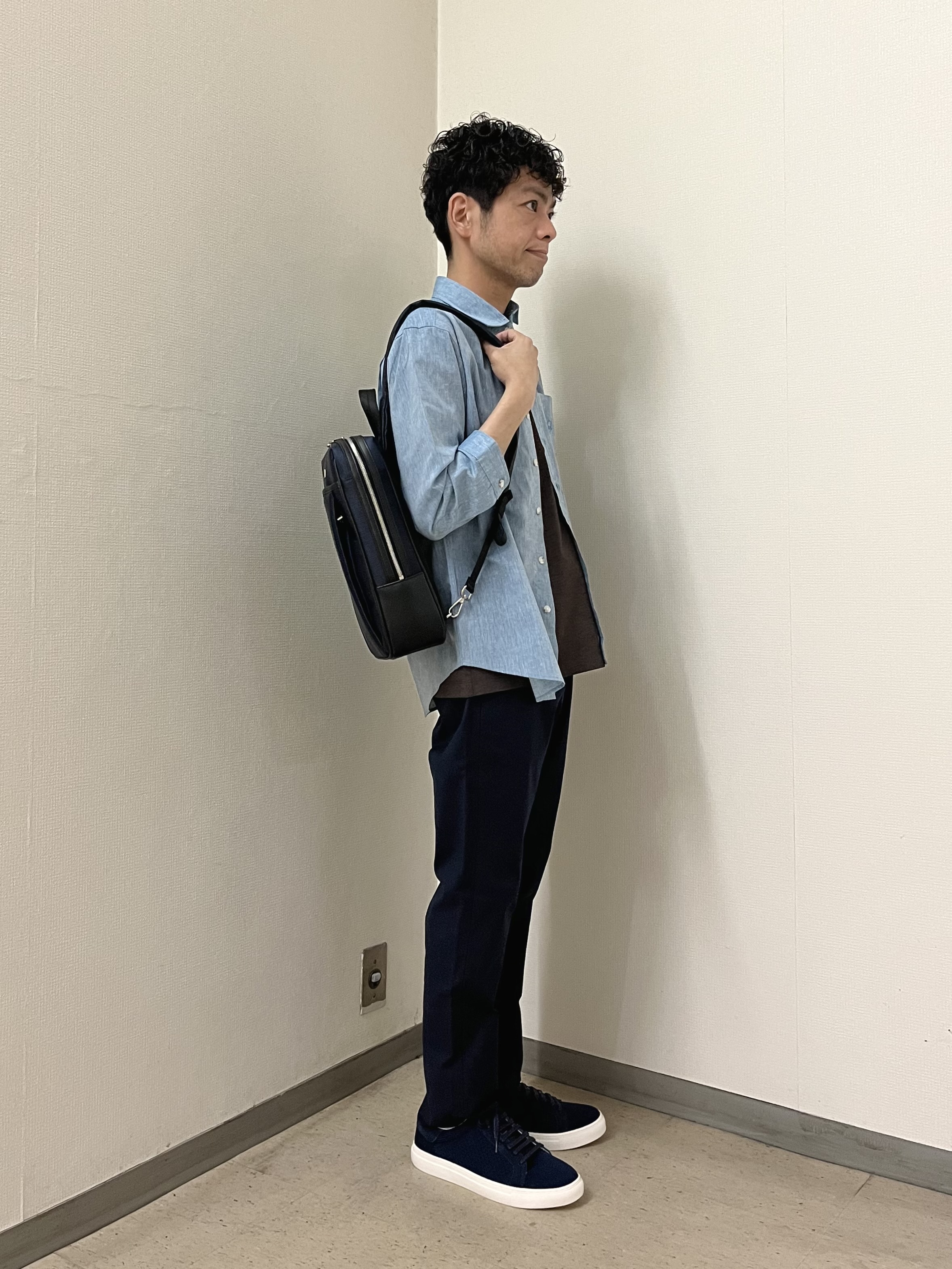 URAさんの「TAKEO KIKUCHI｜【接触冷感】ハイブリッド リネン 七分袖シャツ」を使ったコーディネート
