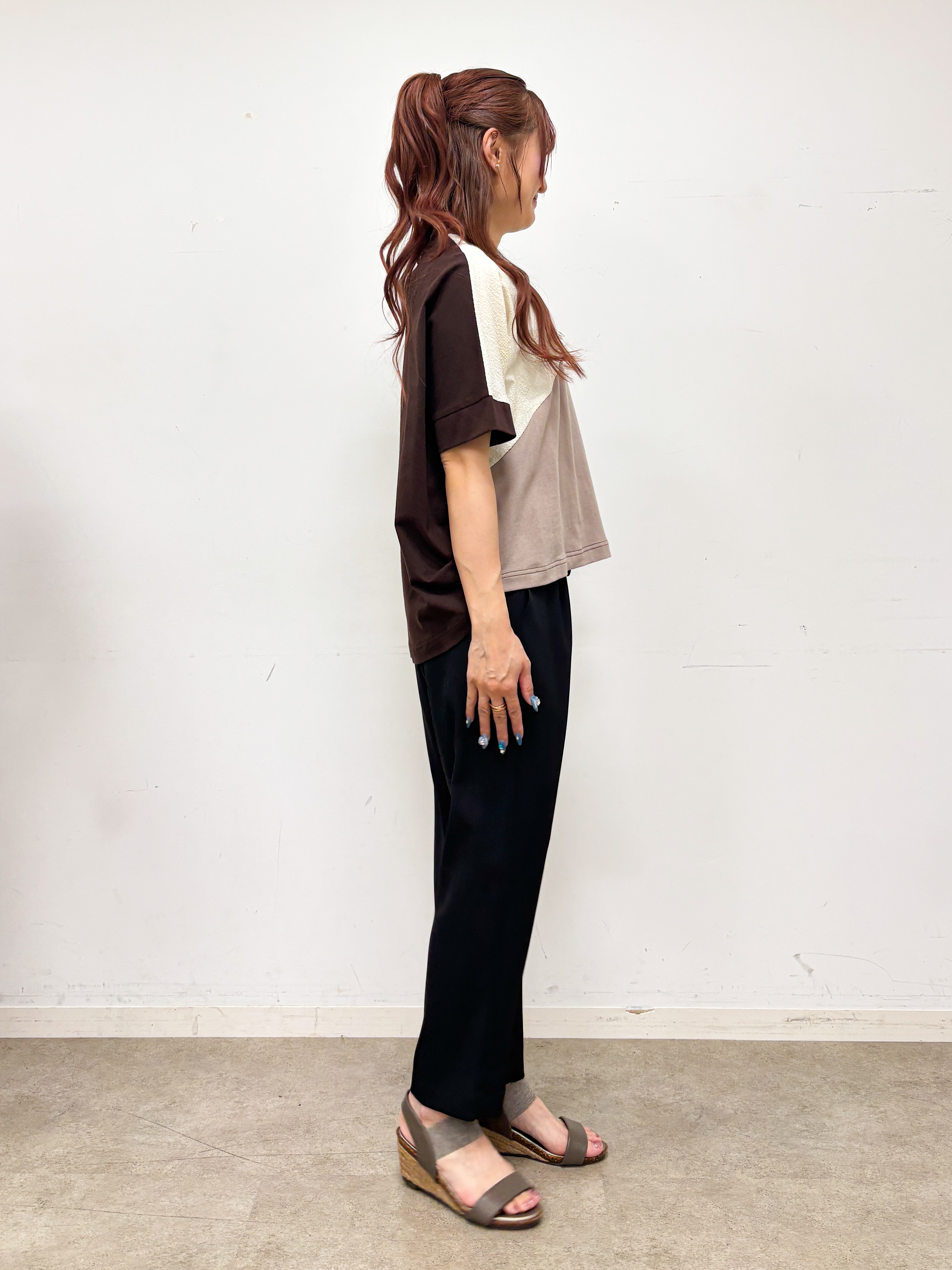 ゆゆさんの「SHOO･LA･RUE｜【S-LL/洗濯機可】インしないで着られる ななめ3段切り替えトップス」を使ったコーディネート
