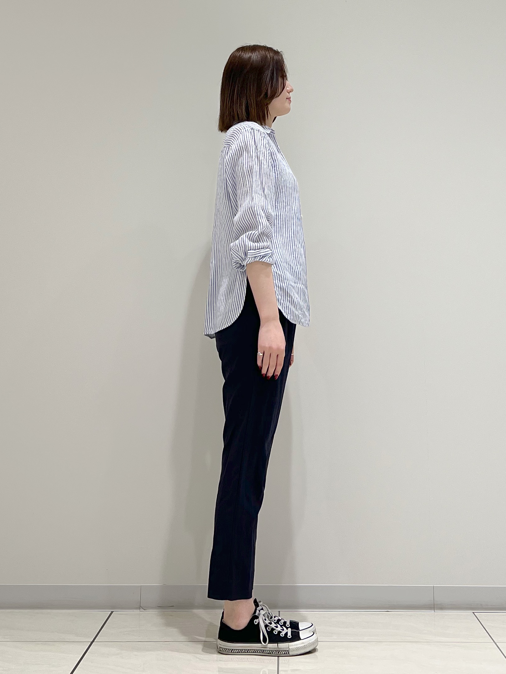 T.Kさんの「INDIVI｜【接触冷感／2WAY】カシュクールリネンシャツ」を使ったコーディネート
