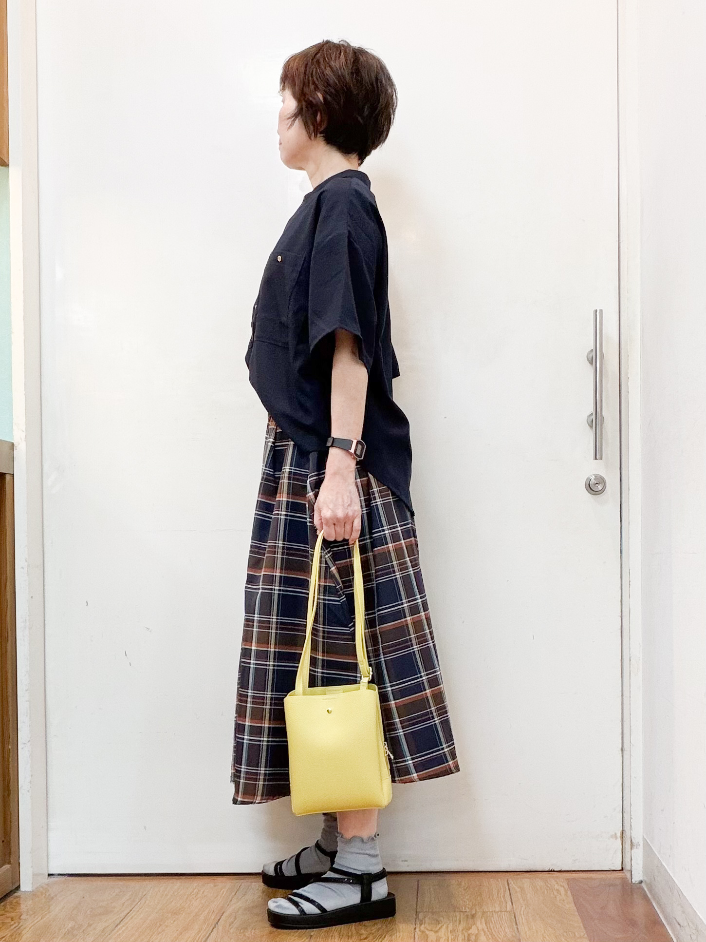 みぃさんの「SHOO･LA･RUE｜【洗濯機可/S-LL】大人の抜け感 ゆるっと5分袖シャツ」を使ったコーディネート