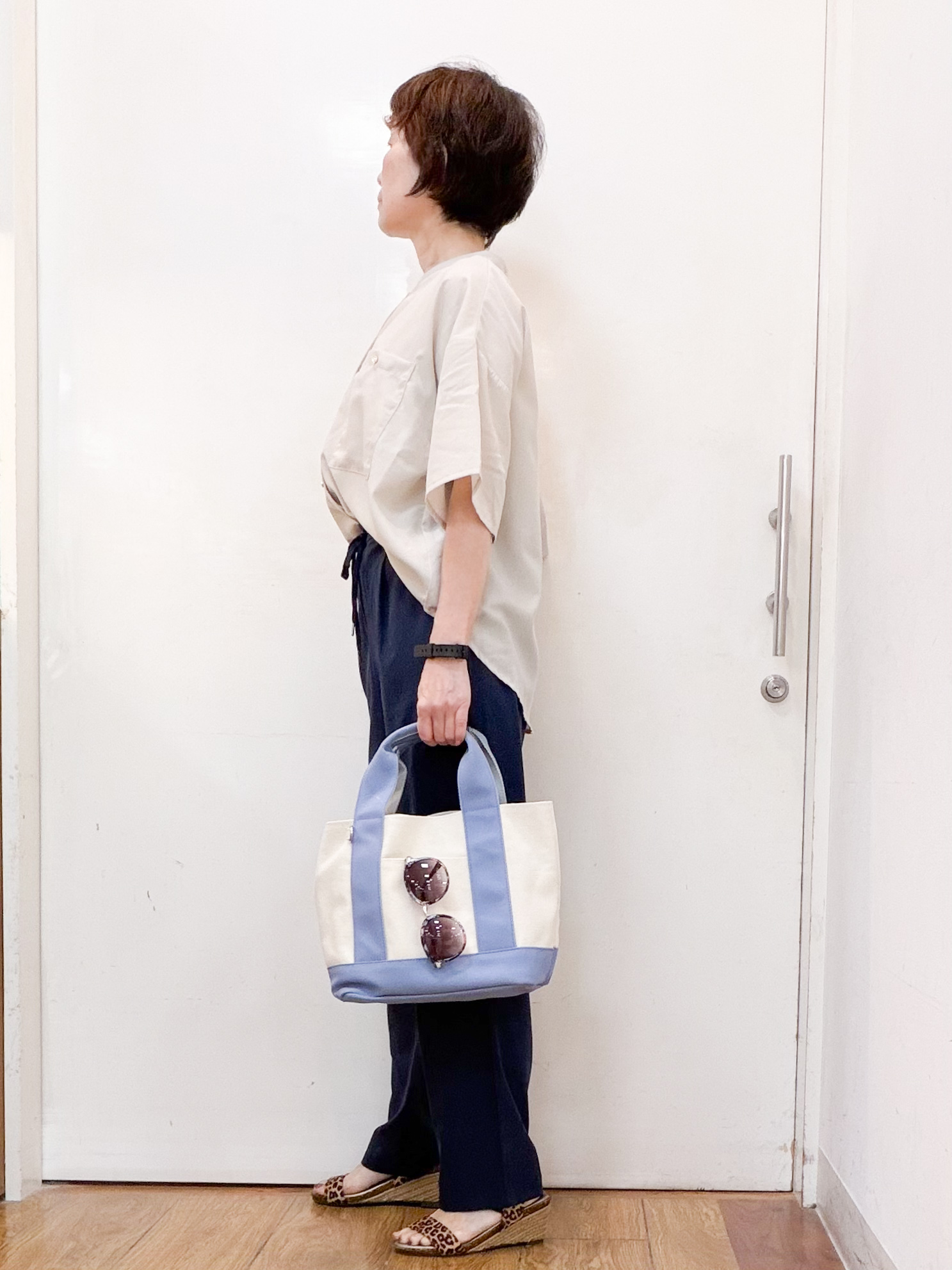 みぃさんの「SHOO･LA･RUE｜【洗濯機可/S-LL】大人の抜け感 ゆるっと5分袖シャツ」を使ったコーディネート