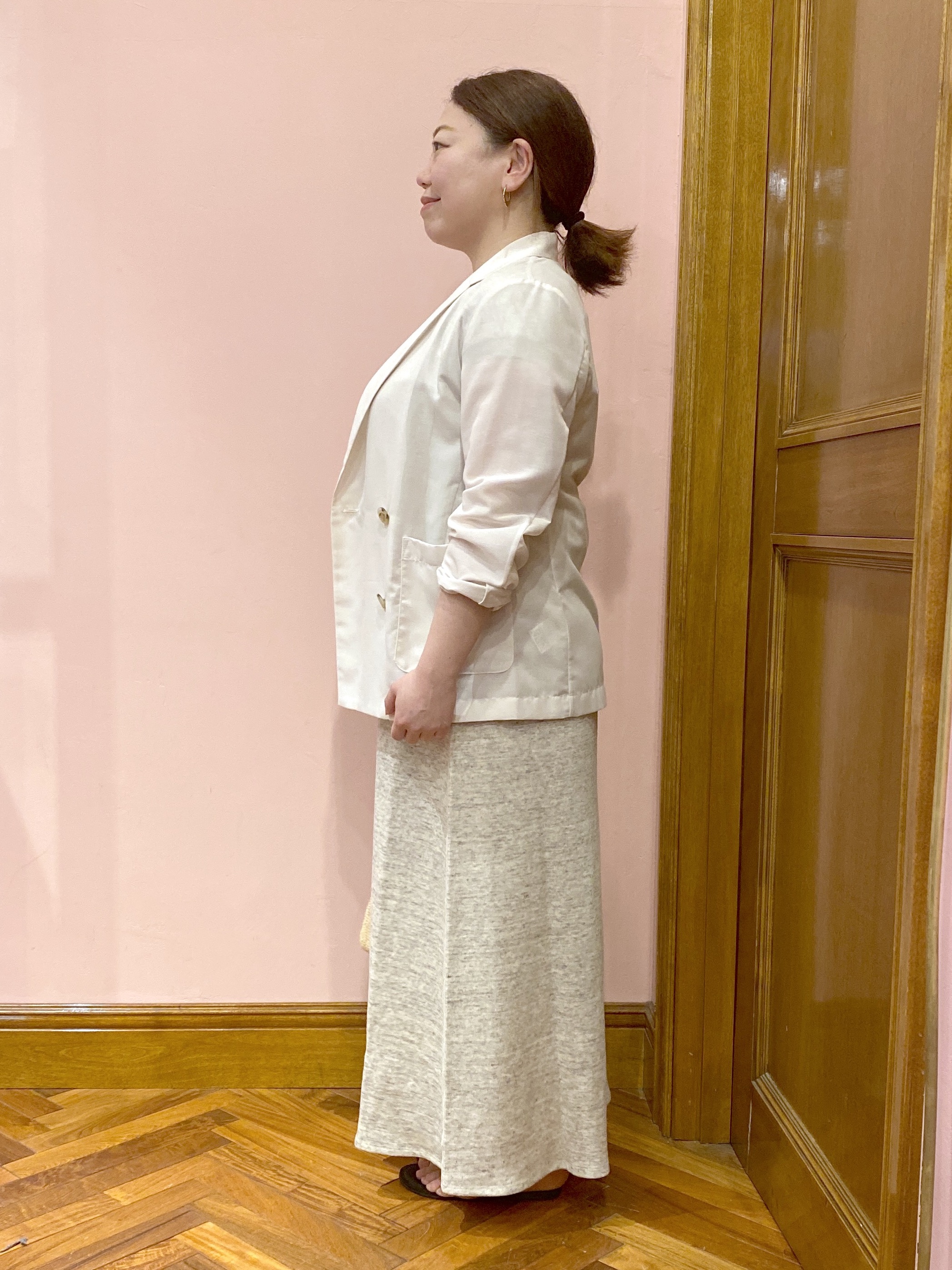 Ayano.Kさんの「DRESSTERIOR｜【接触冷感/防シワ機能/ウォッシャブル】クールタッチ リネンブレンドシアージャケット」を使ったコーディネート