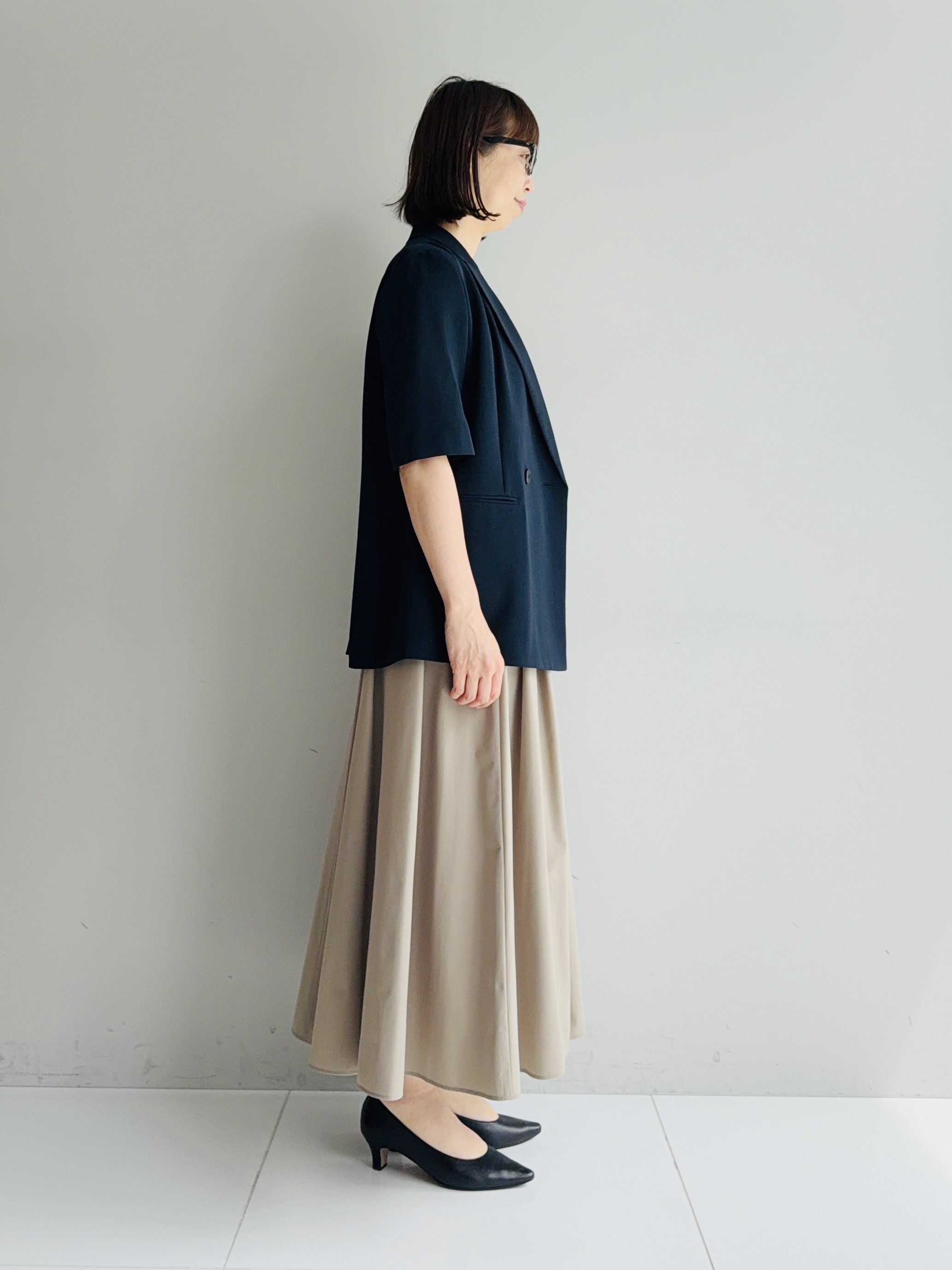 murayamaさんの「INDIVI｜【着る日傘】ハーフスリーブダブルジャケット」を使ったコーディネート