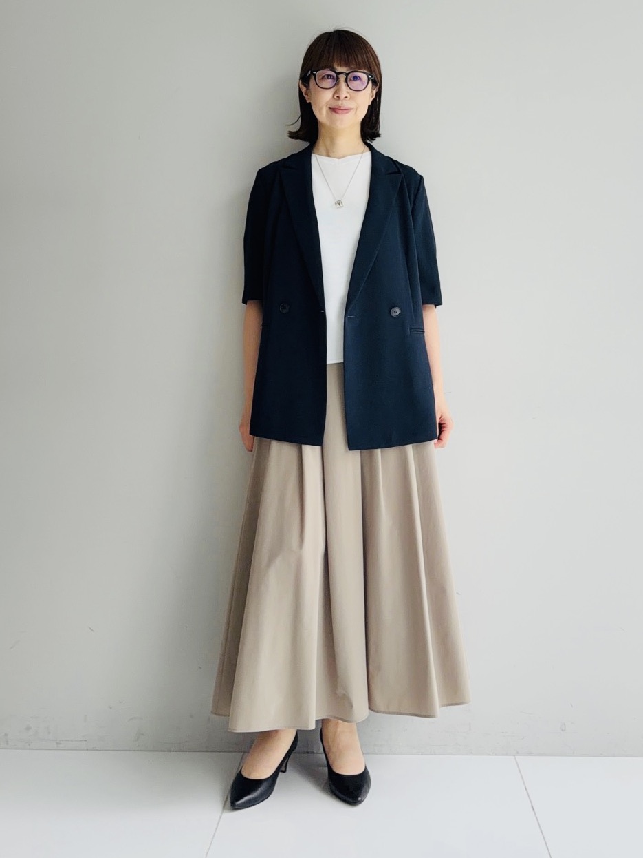 murayamaさんの「INDIVI｜【着る日傘】ハーフスリーブダブルジャケット」を使ったコーディネート