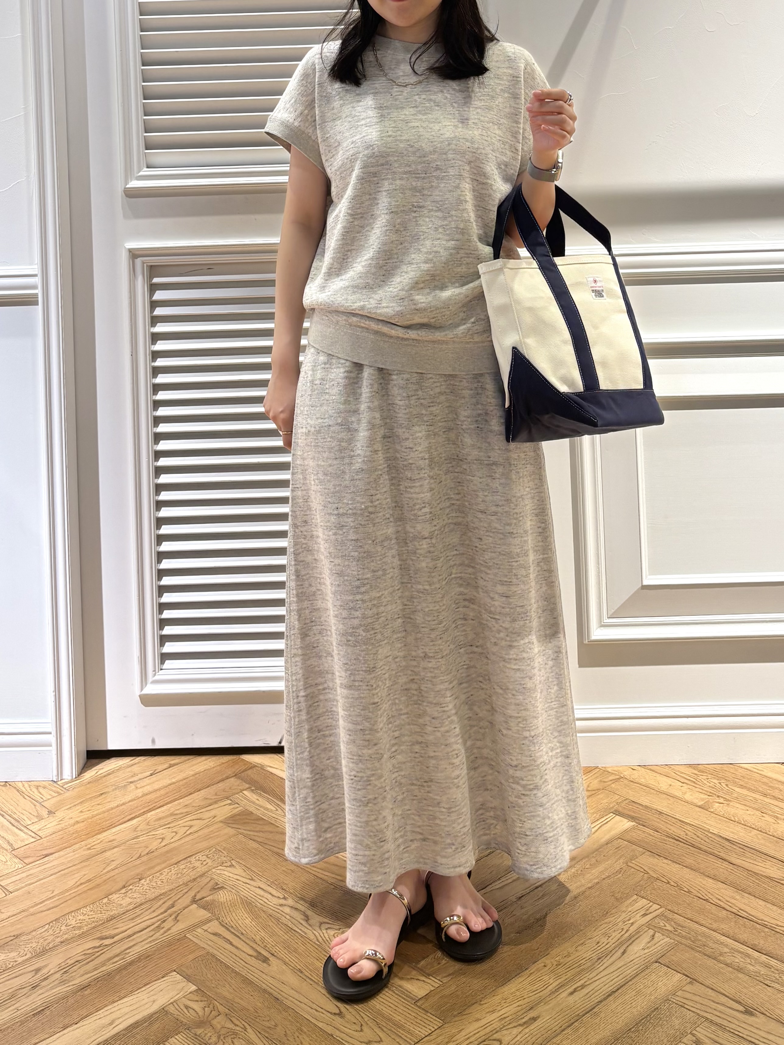 cocoさんの「DRESSTERIOR｜【ウォッシャブル／セットアップ可】リネン混裏毛フレンチプルオーバー」を使ったコーディネート