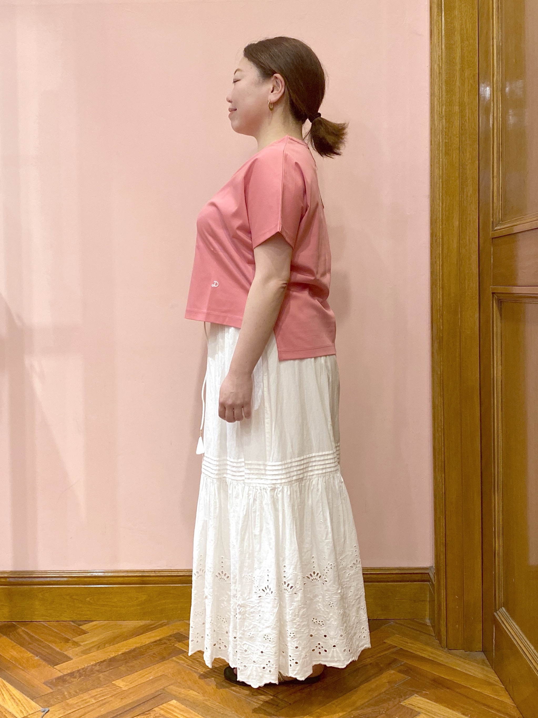 Ayano.Kさんの「DRESSTERIOR｜【接触冷感／抗菌防臭／消臭】アイスクリアコットンドルマンTシャツ」を使ったコーディネート