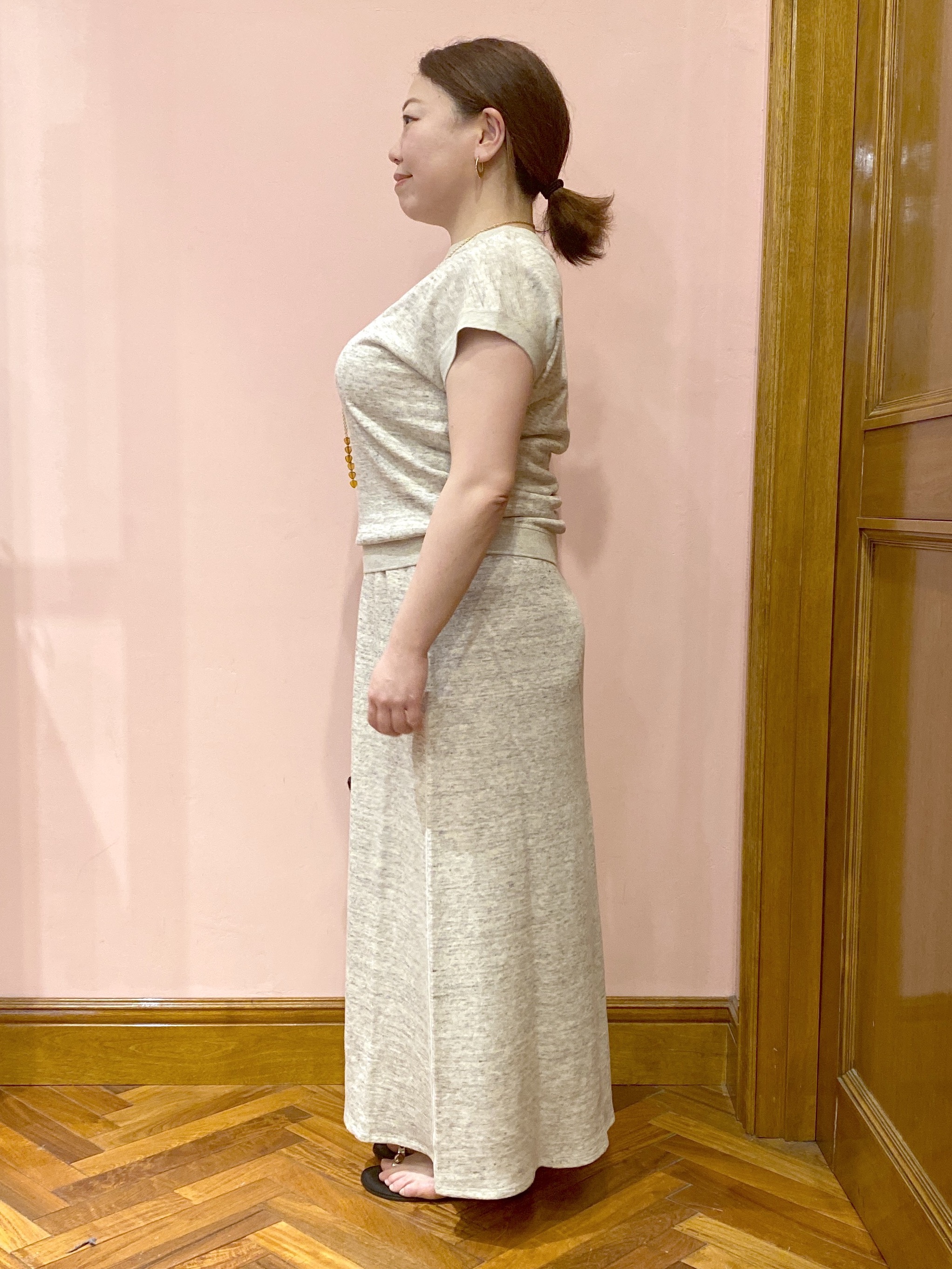 Ayano.Kさんの「DRESSTERIOR｜【ウォッシャブル／セットアップ可】リネン混裏毛フレンチプルオーバー」を使ったコーディネート
