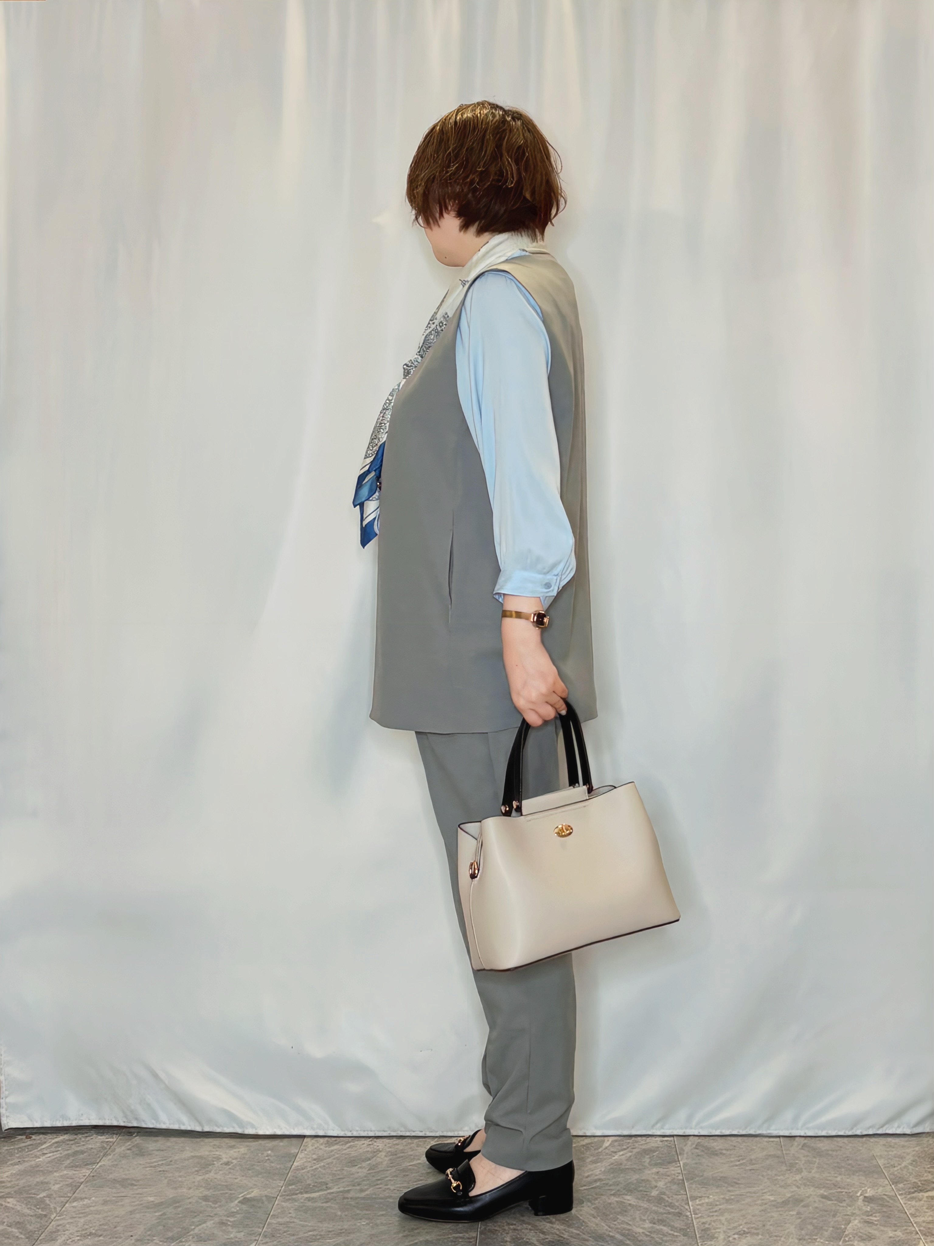 たみさんの「SHOO･LA･RUE｜【セットアップ可/洗濯後しわになりにくい/S-LL】シンプルで合わせやすい ノーカラージレ」を使ったコーディネート