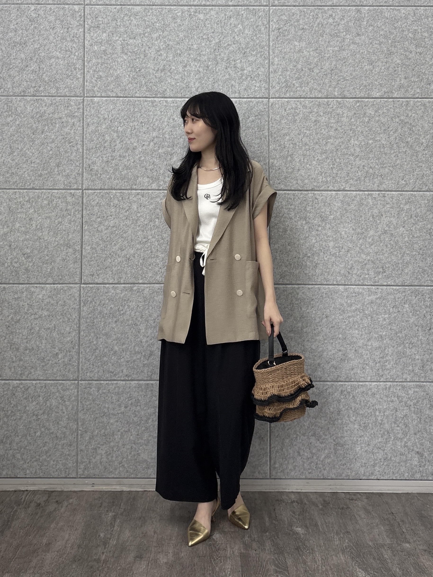 rinaさんの「INDIVI｜ワッシャーシアーダブルジャケット」を使ったコーディネート