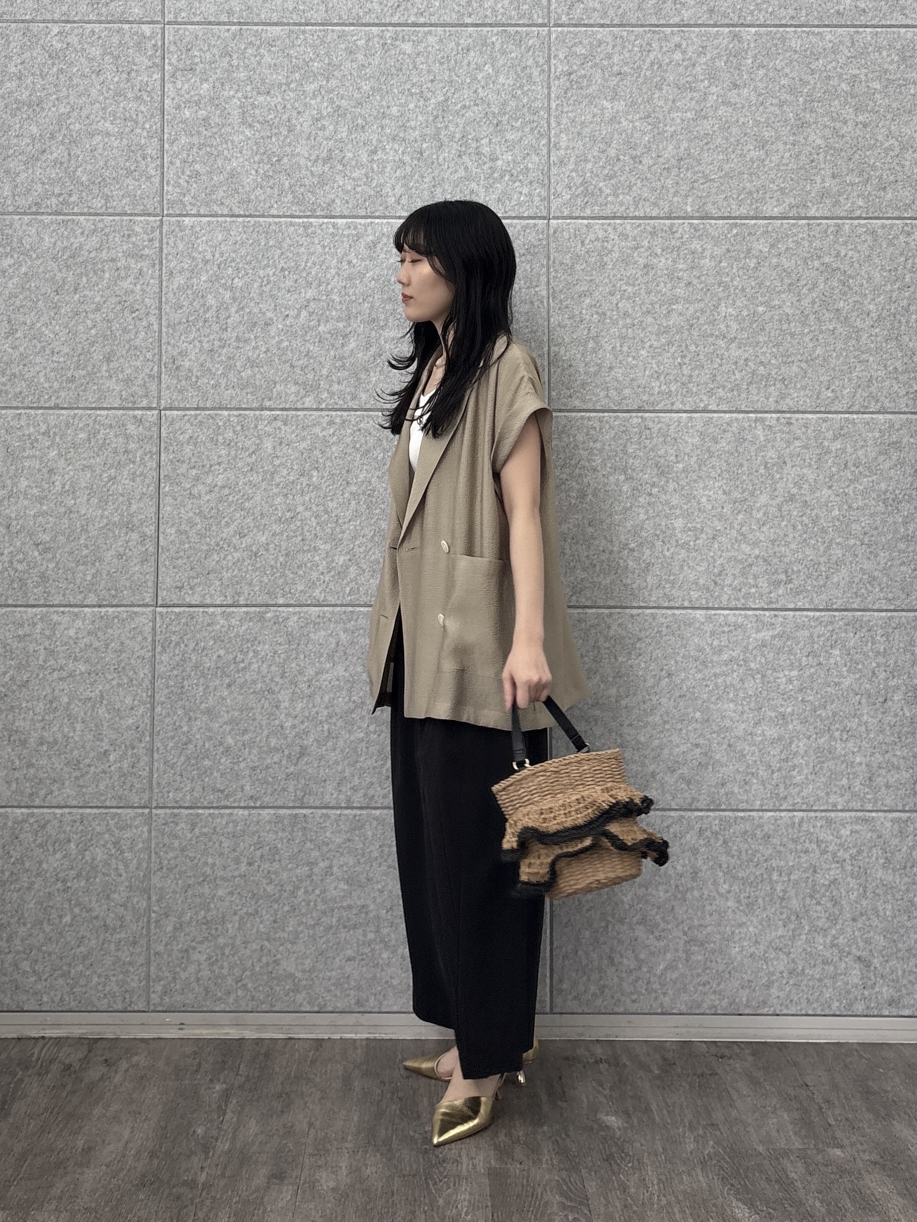 rinaさんの「INDIVI｜ワッシャーシアーダブルジャケット」を使ったコーディネート