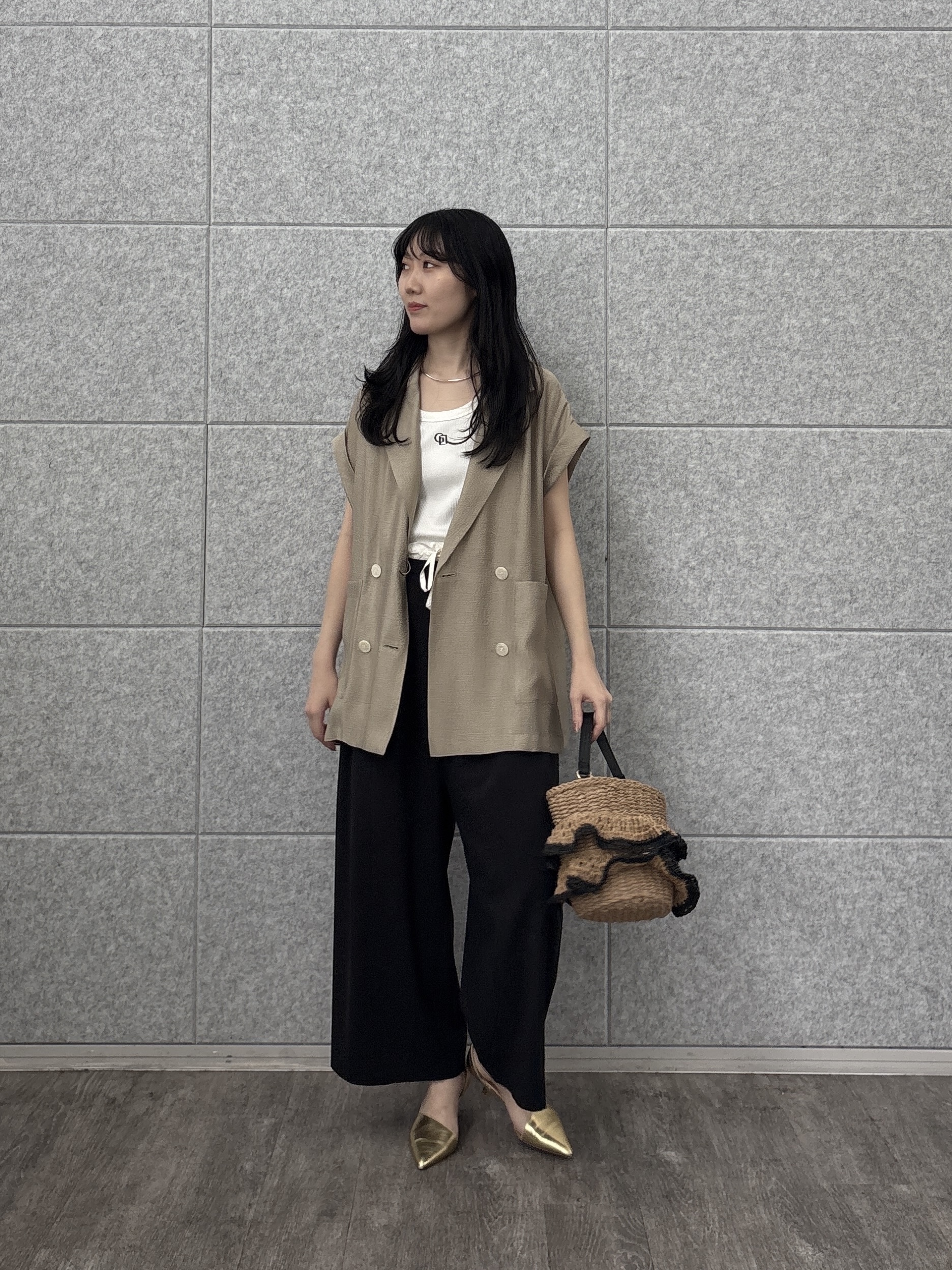 rinaさんの「INDIVI｜ワッシャーシアーダブルジャケット」を使ったコーディネート