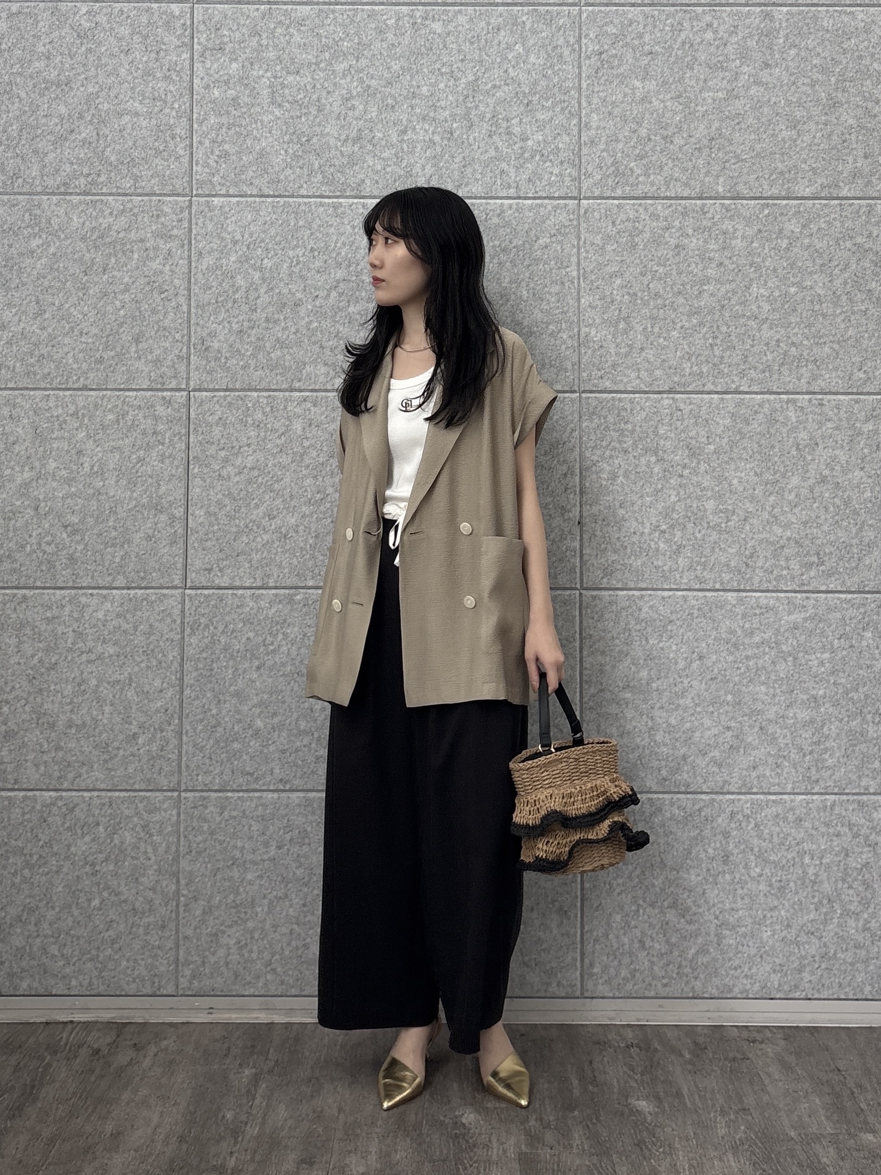 rinaさんの「INDIVI｜ワッシャーシアーダブルジャケット」を使ったコーディネート