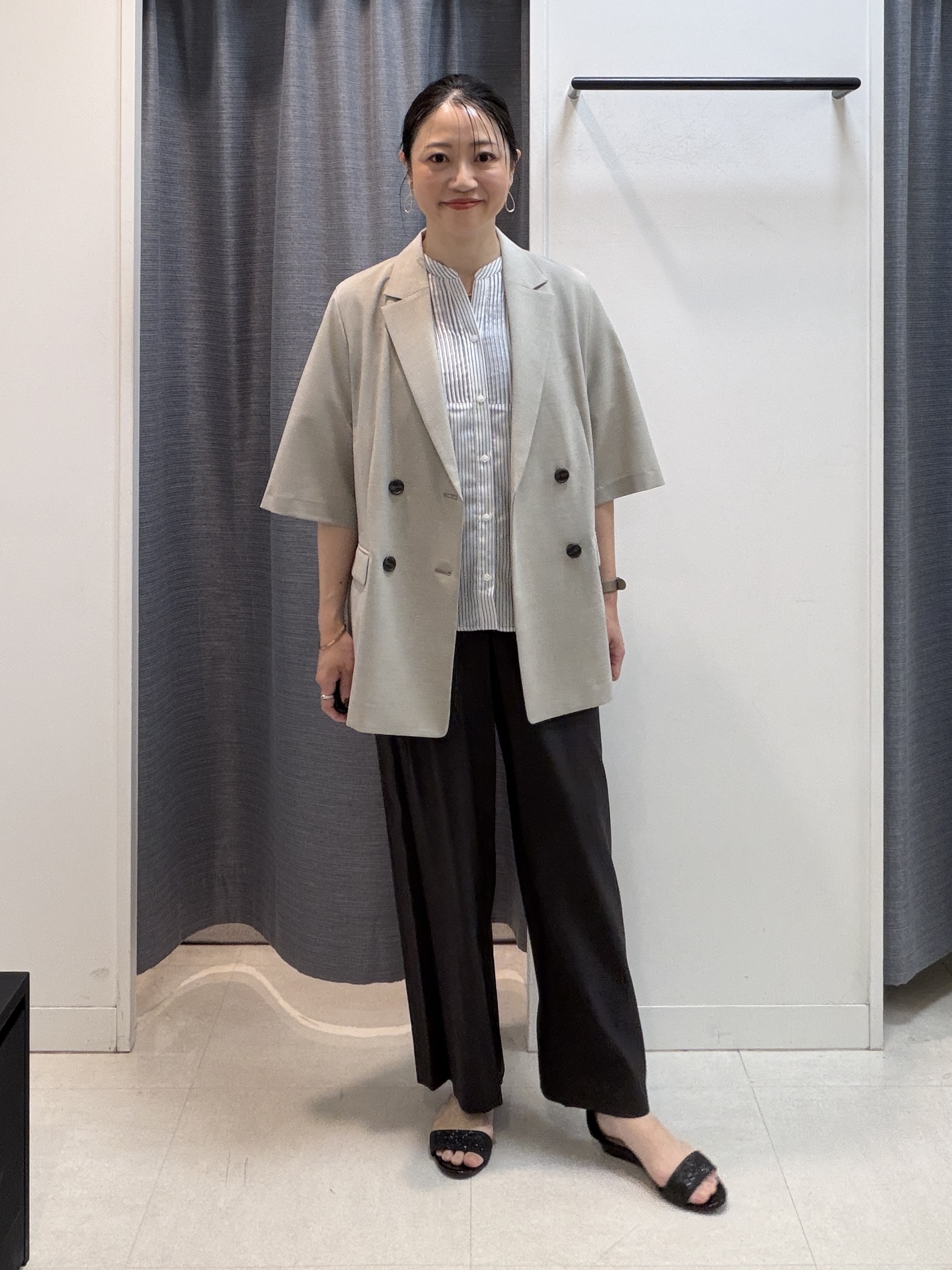 shihoさんの「INDIVI｜【シワになりにくい/セットアップ可/接触冷感】ハーフスリーブジャケット」を使ったコーディネート