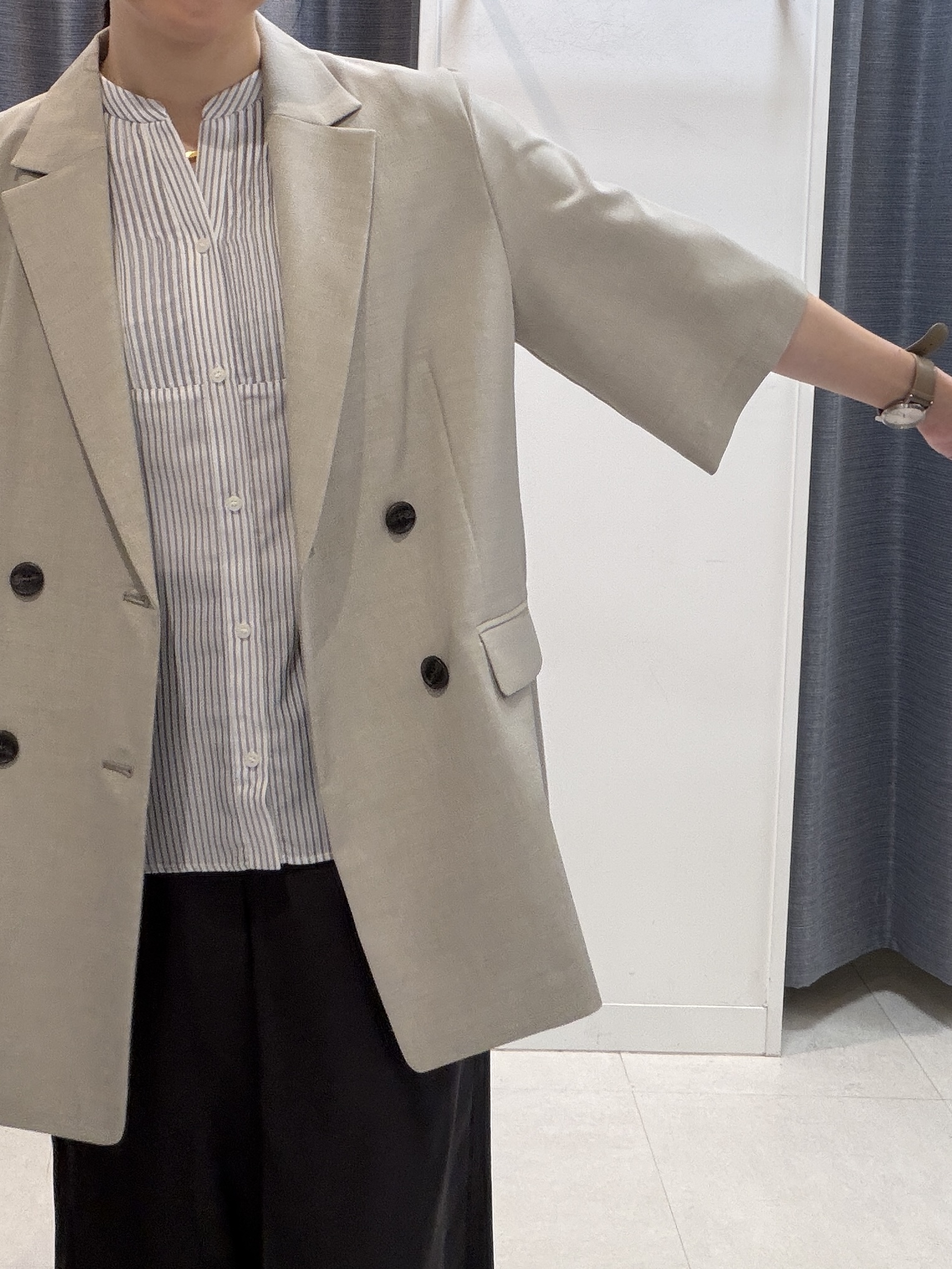 shihoさんの「INDIVI｜【シワになりにくい/セットアップ可/接触冷感】ハーフスリーブジャケット」を使ったコーディネート