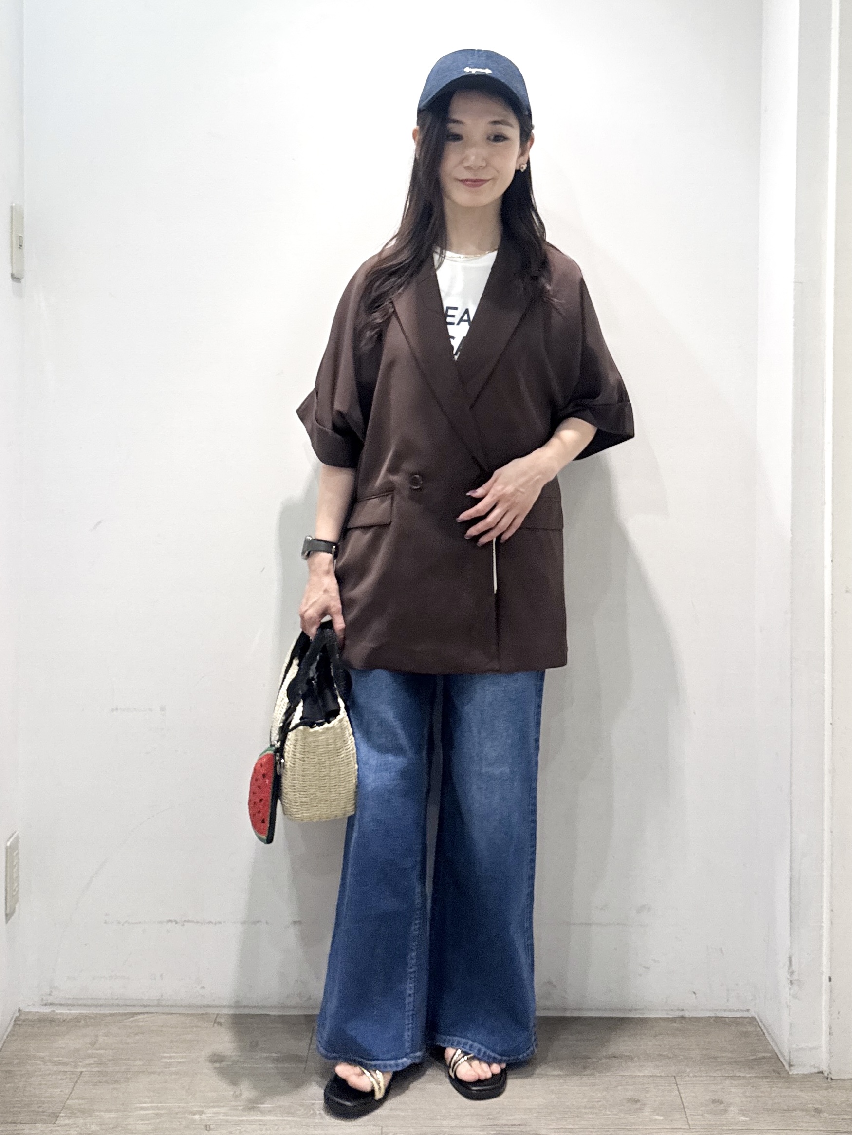 yuicciさんの「OPAQUE.CLIP｜【接触冷感／吸水速乾／防シワ】リネンライクテーラードジャケット《洗濯機OK》」を使ったコーディネート
