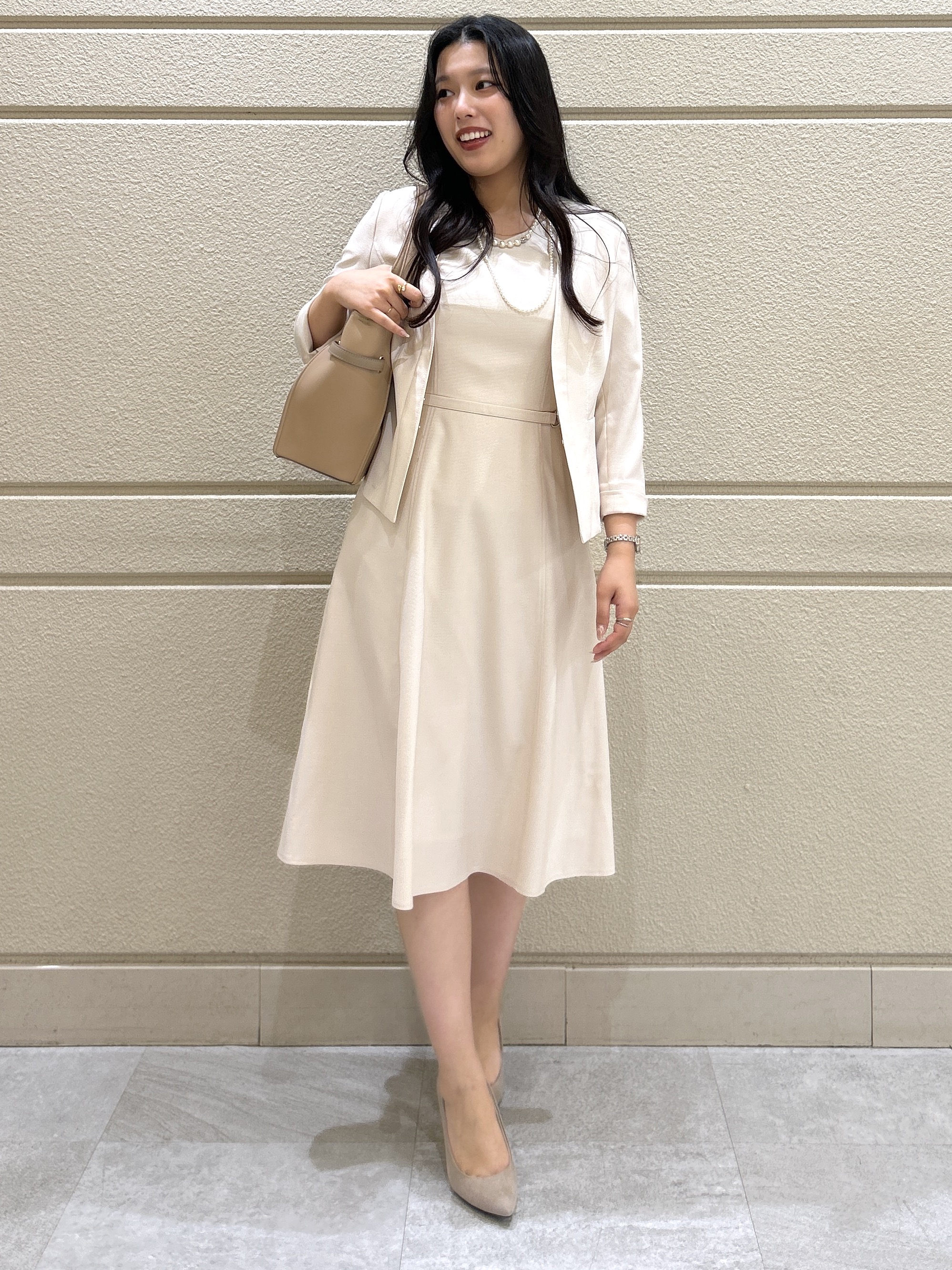 Momokaさんの「COUP DE CHANCE｜【日本製／接触冷感／UVケア／手洗い可】リネンライクノーカラージャケット」を使ったコーディネート