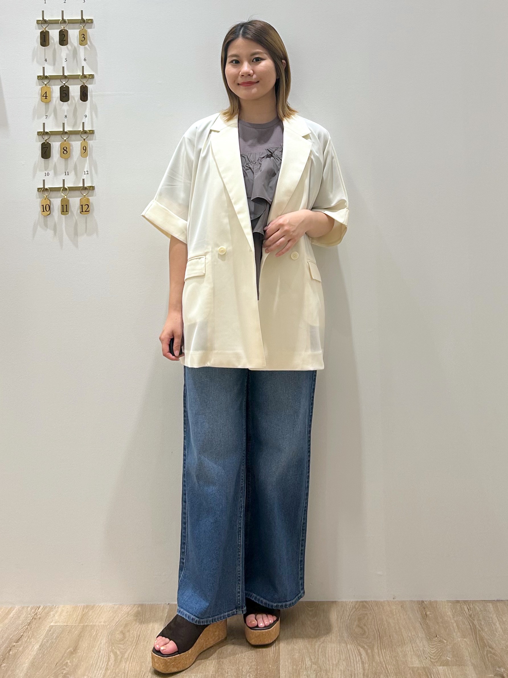 suzukaさんの「OPAQUE.CLIP｜【接触冷感／吸水速乾／防シワ】リネンライクテーラードジャケット《洗濯機OK》」を使ったコーディネート
