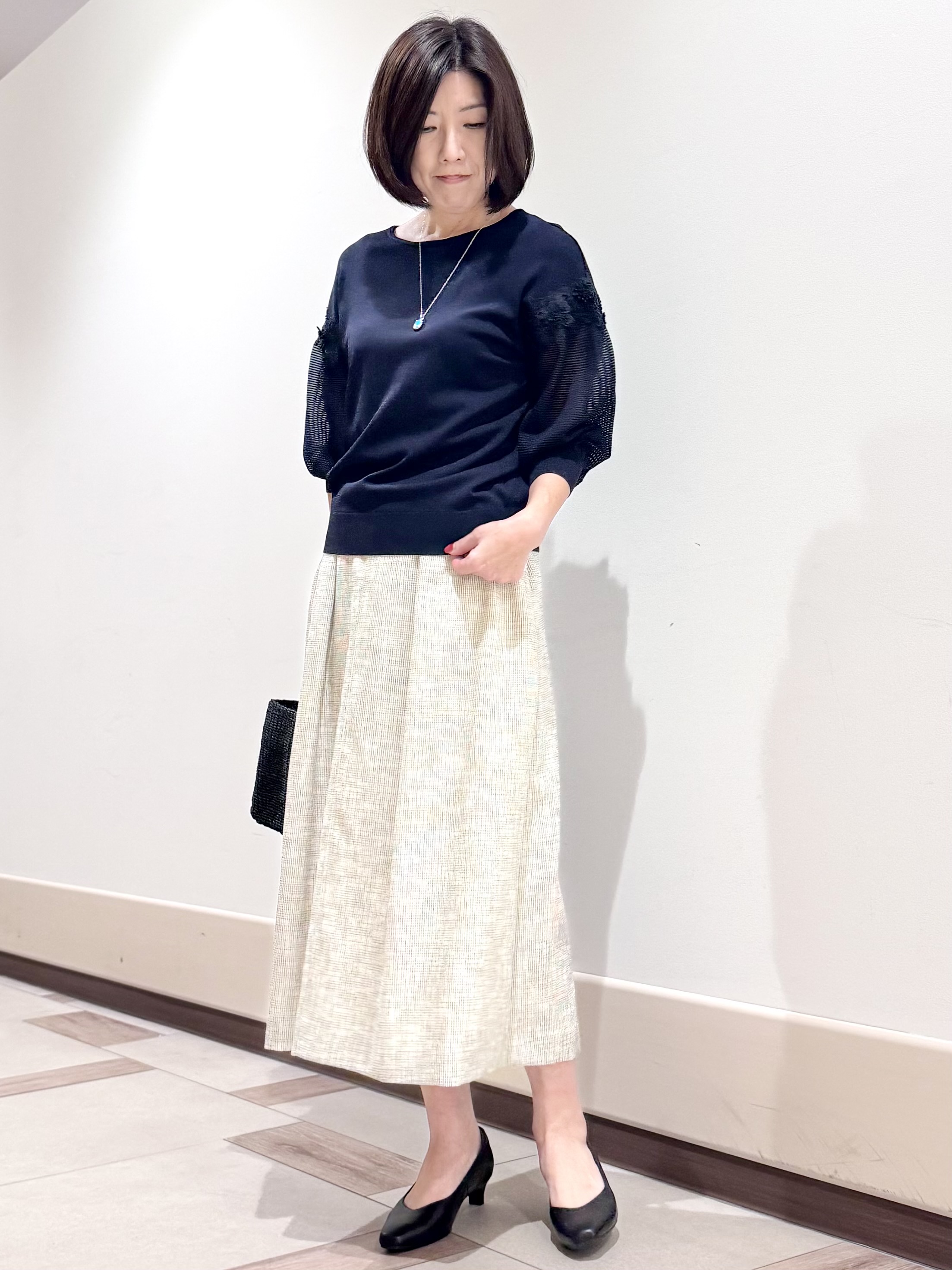 kaeさんの「Reflect｜【前後2WAY】レーススリーブデザインニット」を使ったコーディネート