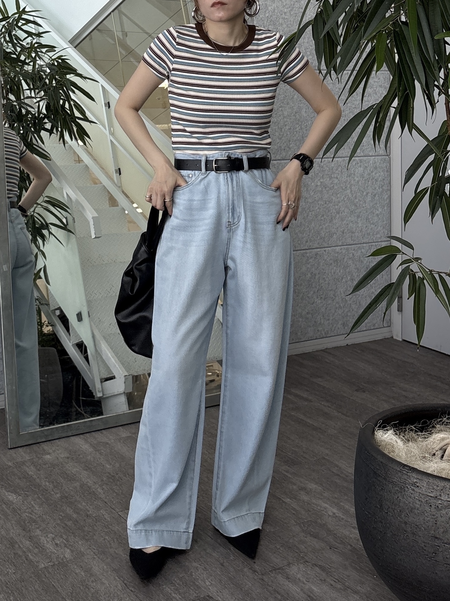 kotakiさんの「INDIVI｜レトロボーダーTシャツ」を使ったコーディネート