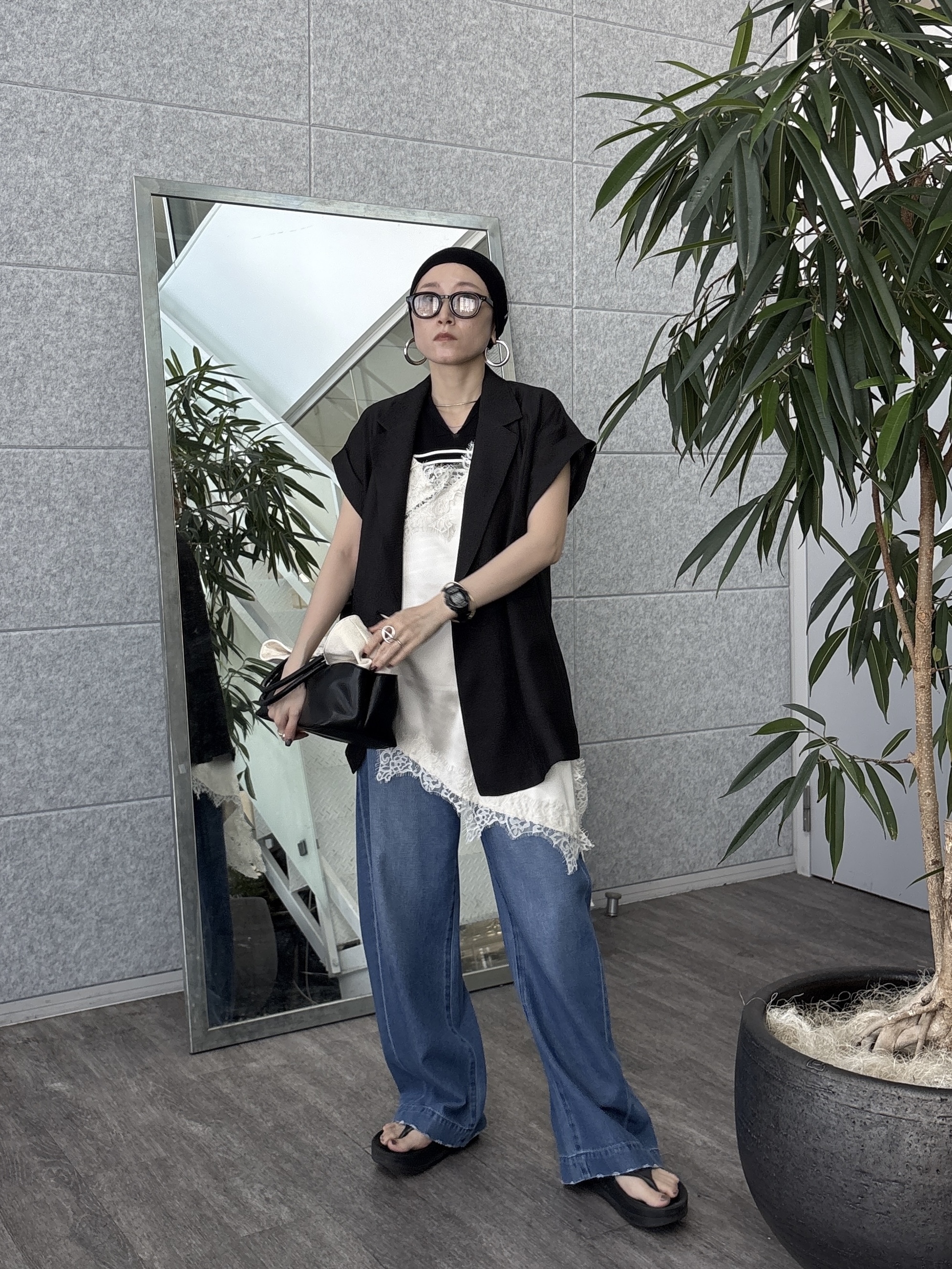 kotakiさんの「INDIVI｜ワッシャーシアーダブルジャケット」を使ったコーディネート