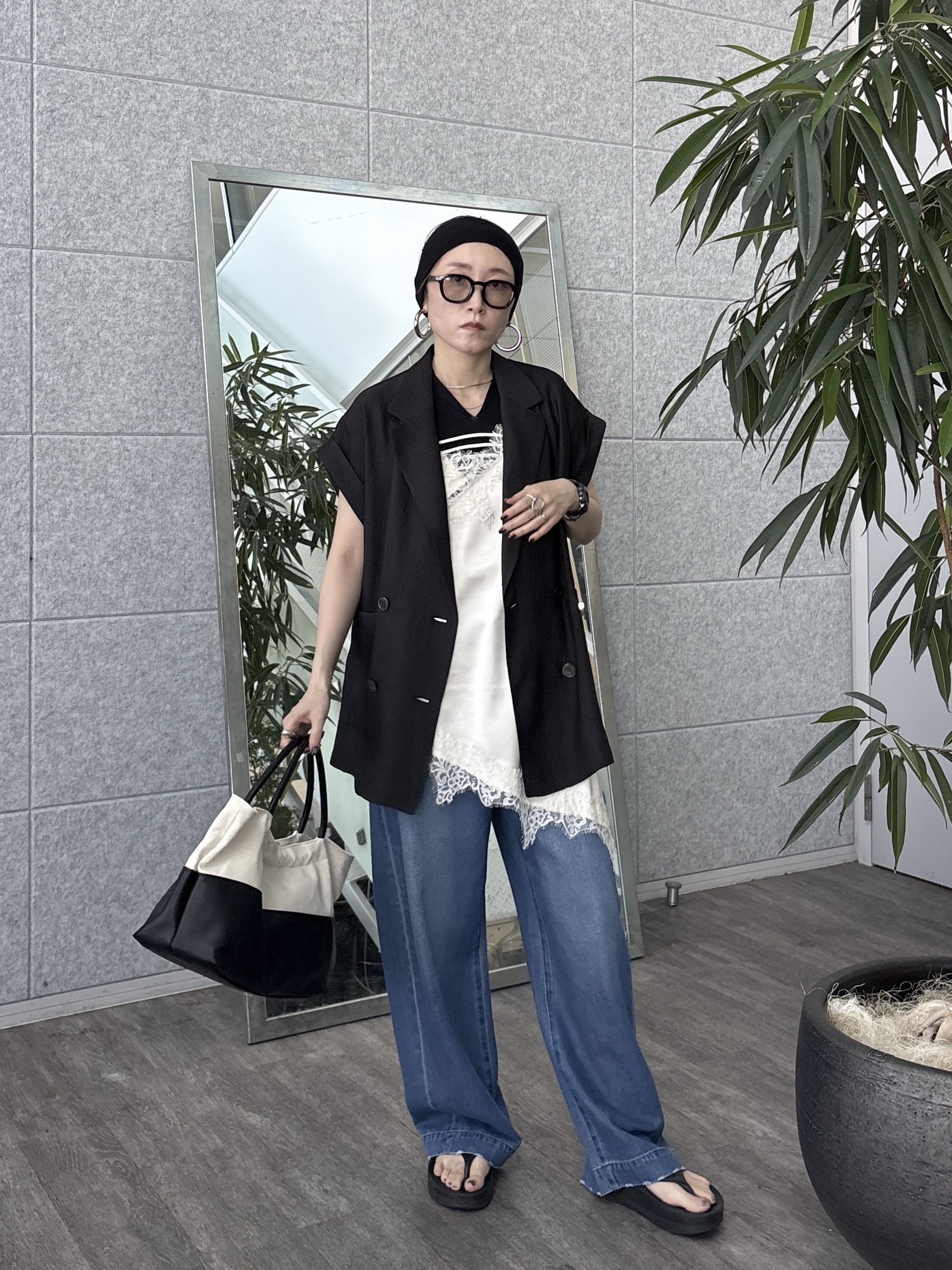 kotakiさんの「INDIVI｜ワッシャーシアーダブルジャケット」を使ったコーディネート