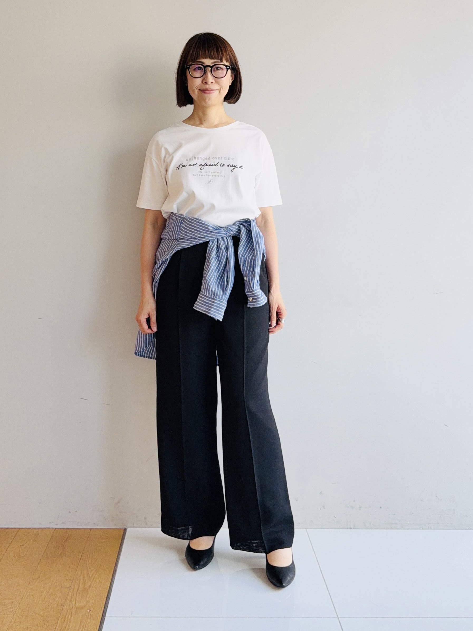 murayamaさんの「INDIVI｜【UVケア／選べるグラフィック】スムースジャージTシャツ」を使ったコーディネート