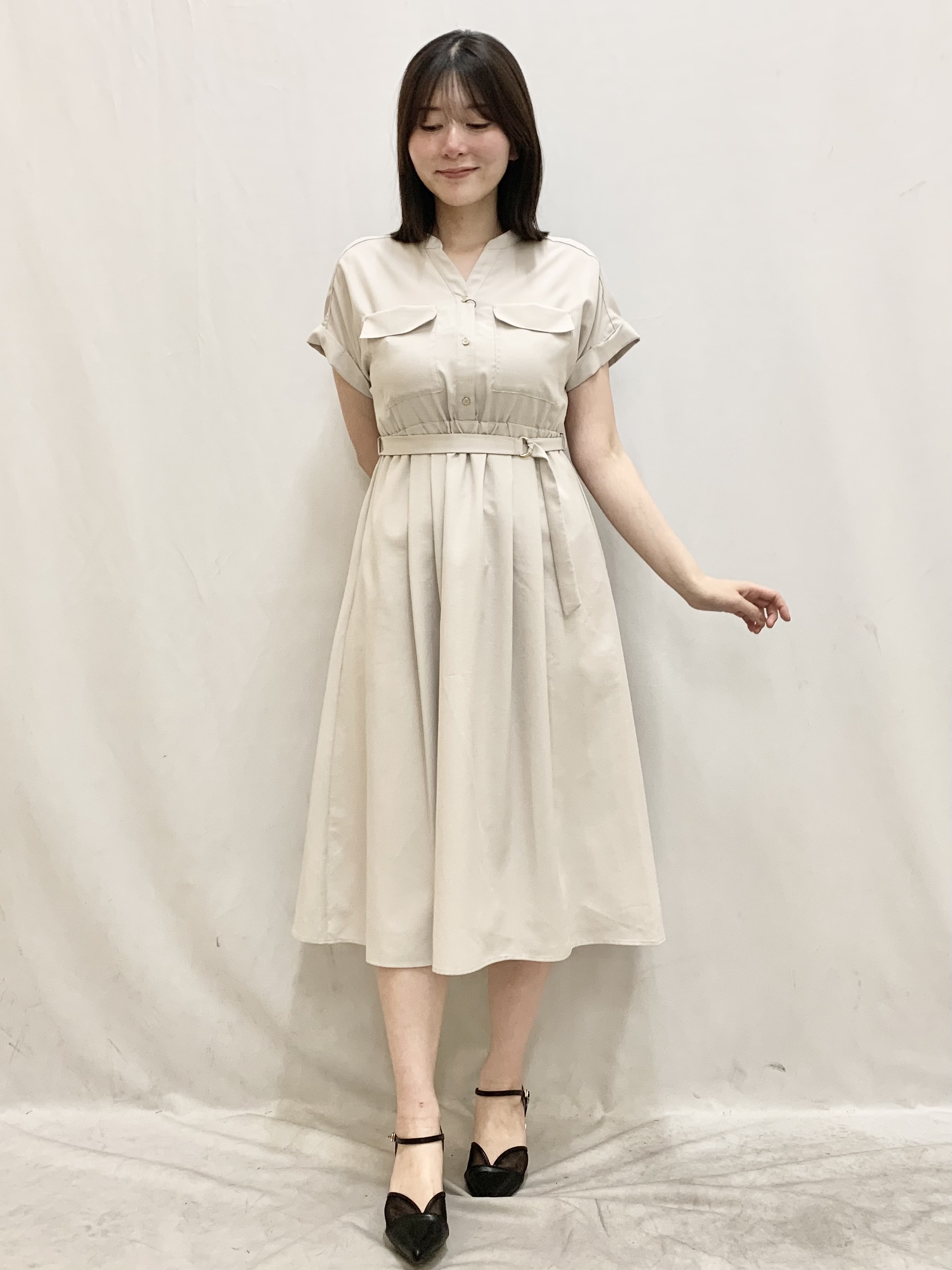 kasumiさんの「index｜ダブルポケットスキッパーワンピース【防シワ／洗濯機OK】《XS～3L／6col》」を使ったコーディネート