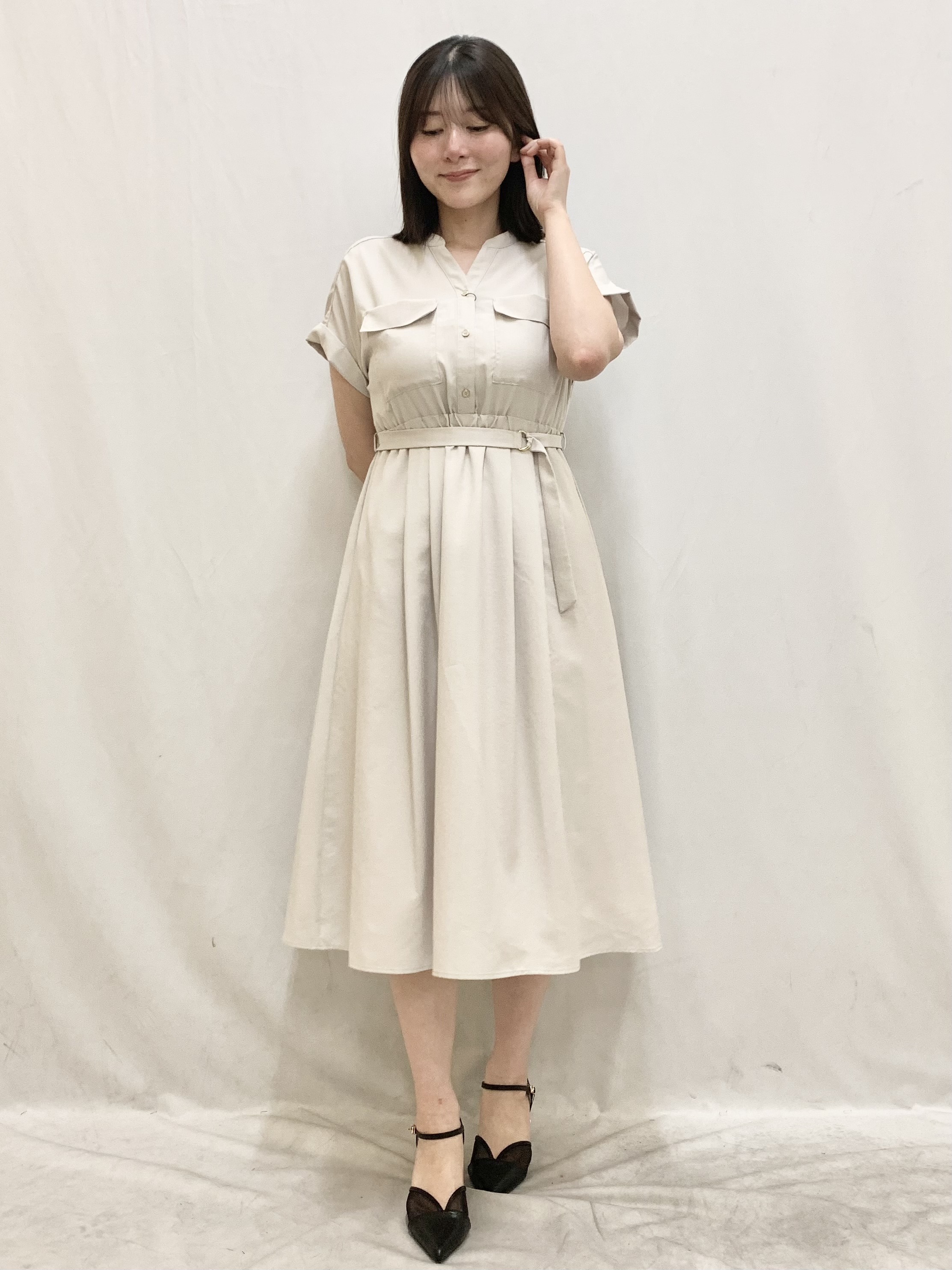 kasumiさんの「index｜ダブルポケットスキッパーワンピース【防シワ／洗濯機OK】《XS～3L／6col》」を使ったコーディネート