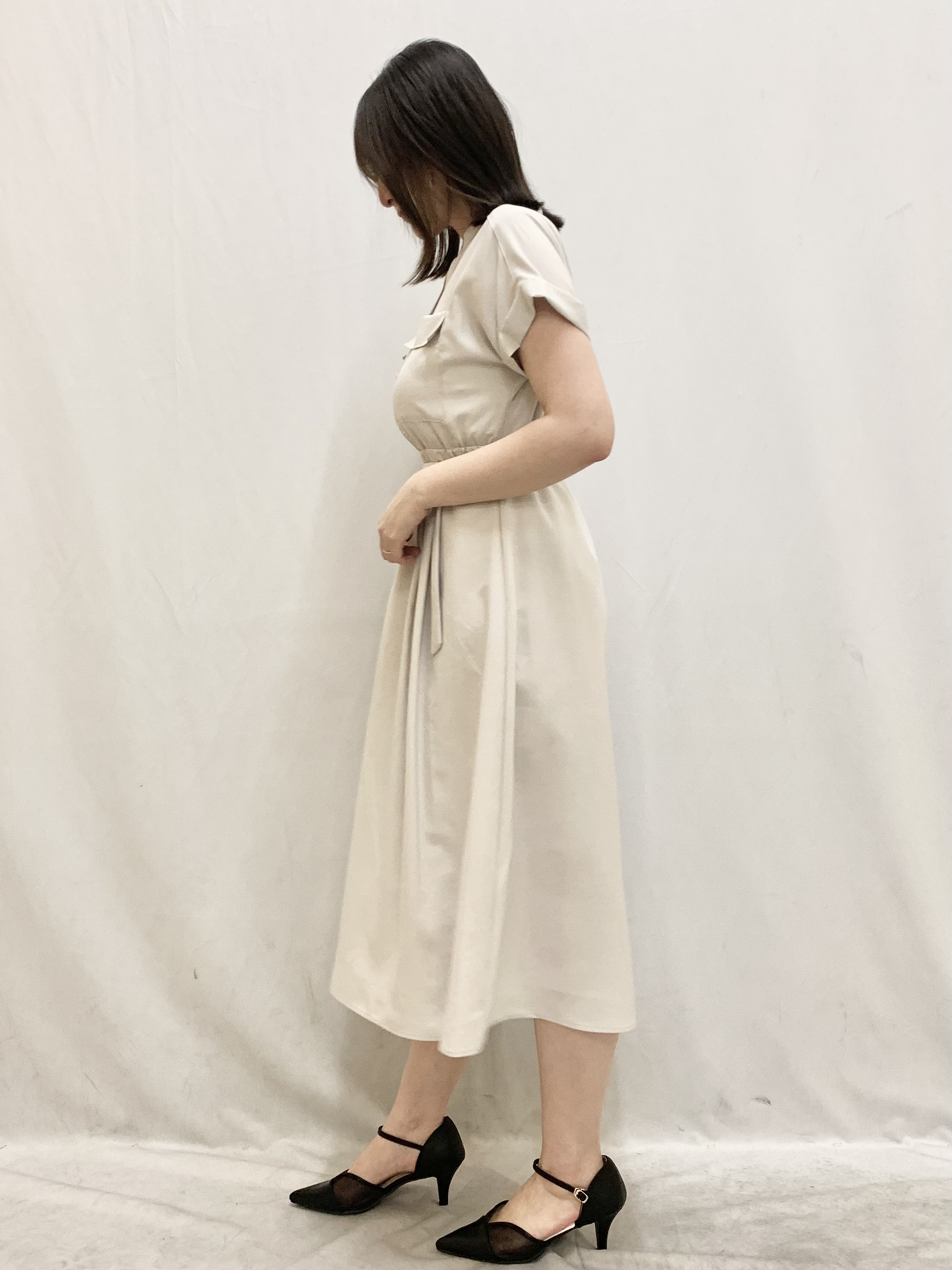 kasumiさんの「index｜ダブルポケットスキッパーワンピース【防シワ／洗濯機OK】《XS～3L／6col》」を使ったコーディネート