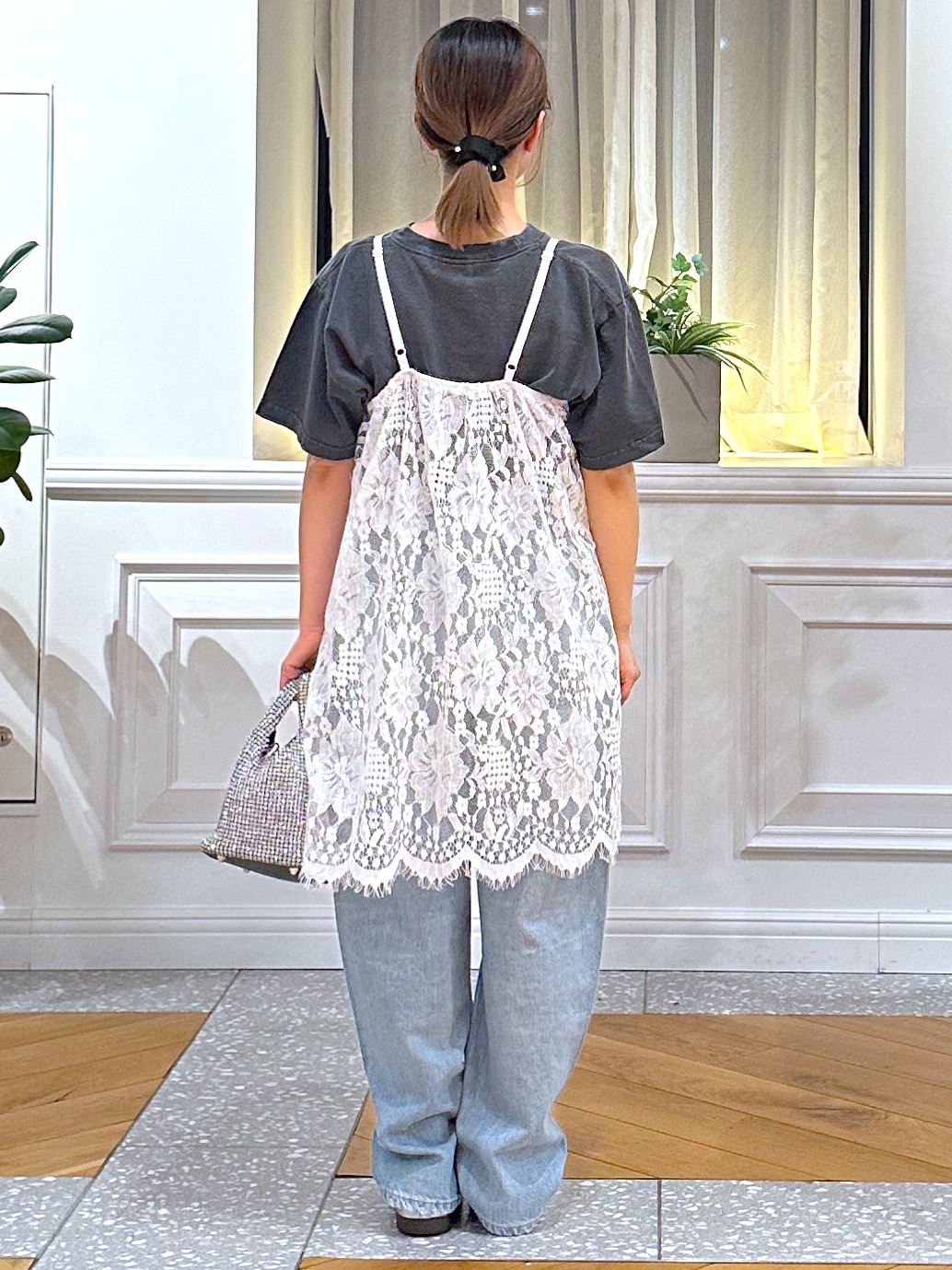 なべこさんの「DRESSTERIOR｜Dhyana．（ディアナドット）レースキャミソール」を使ったコーディネート