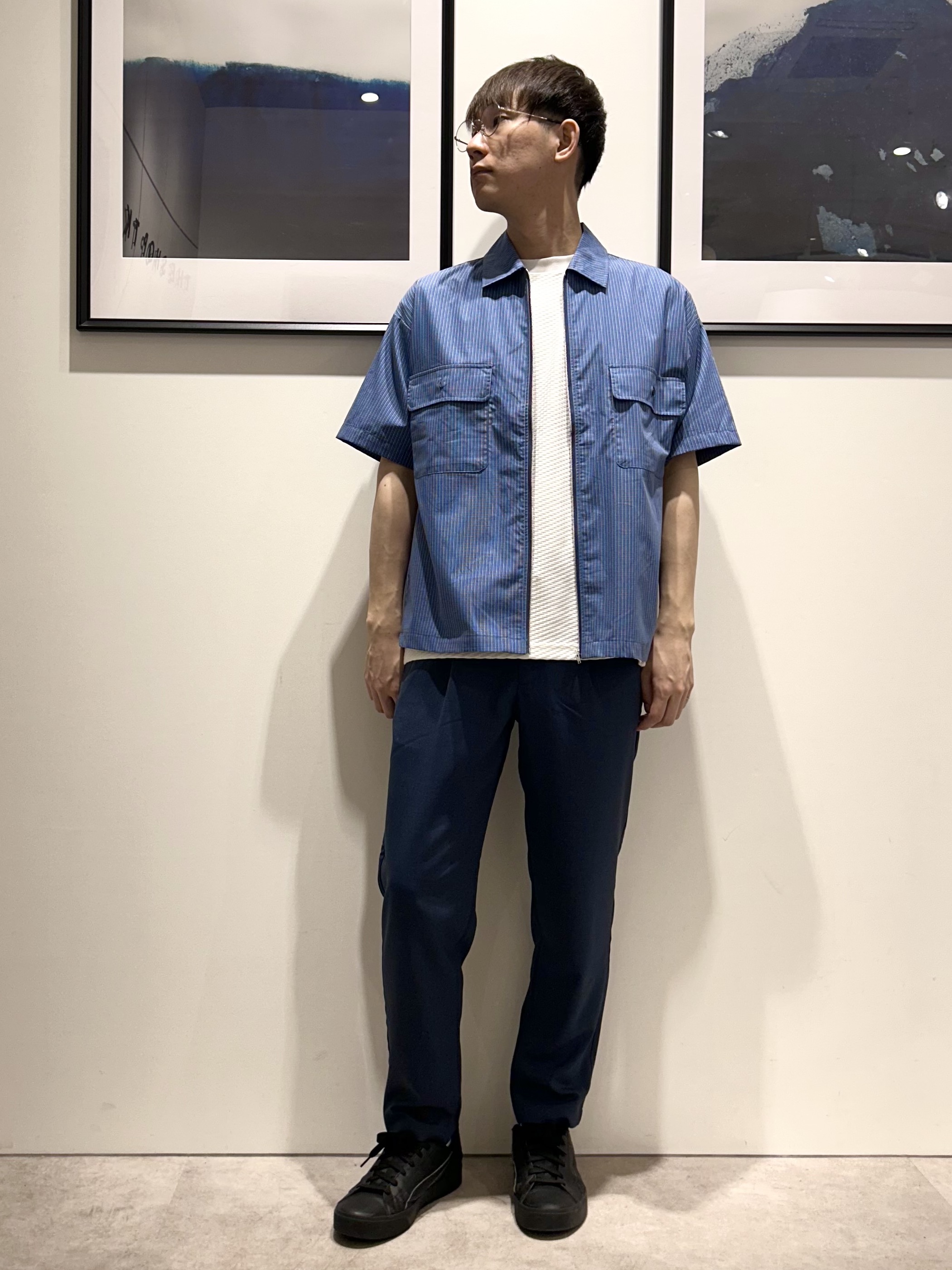 。さんの「THE SHOP TK｜半袖チェックジップシャツ 洗濯機OK」を使ったコーディネート