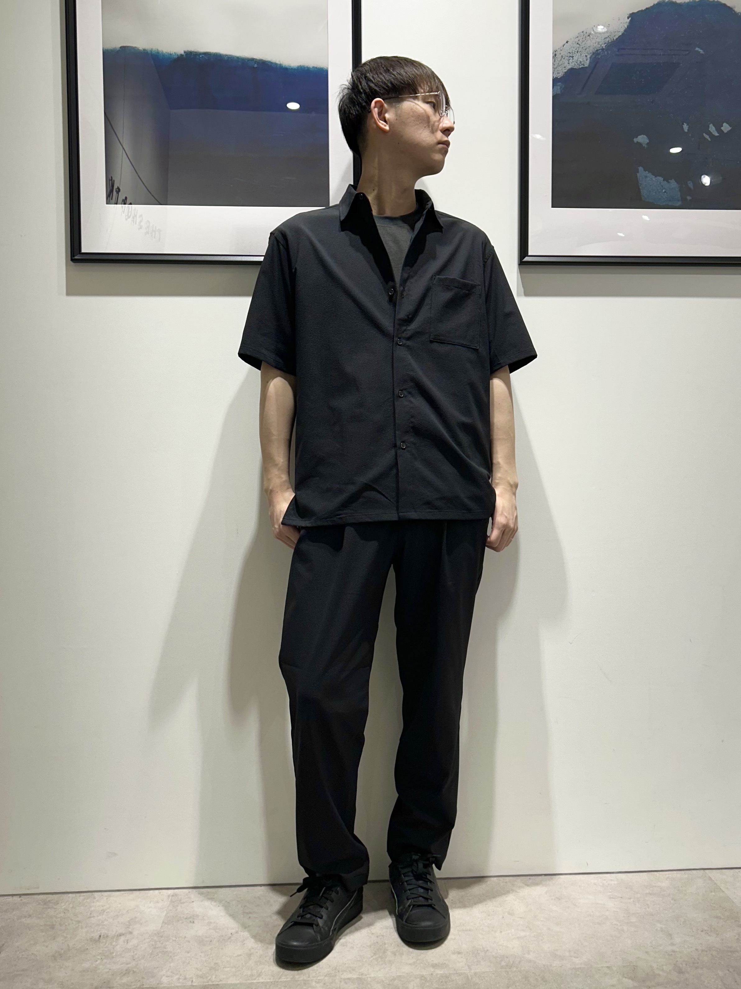 。さんの「THE SHOP TK｜マイクロ シアサッカー 半袖シャツ 洗濯機OK／セットアップ可」を使ったコーディネート
