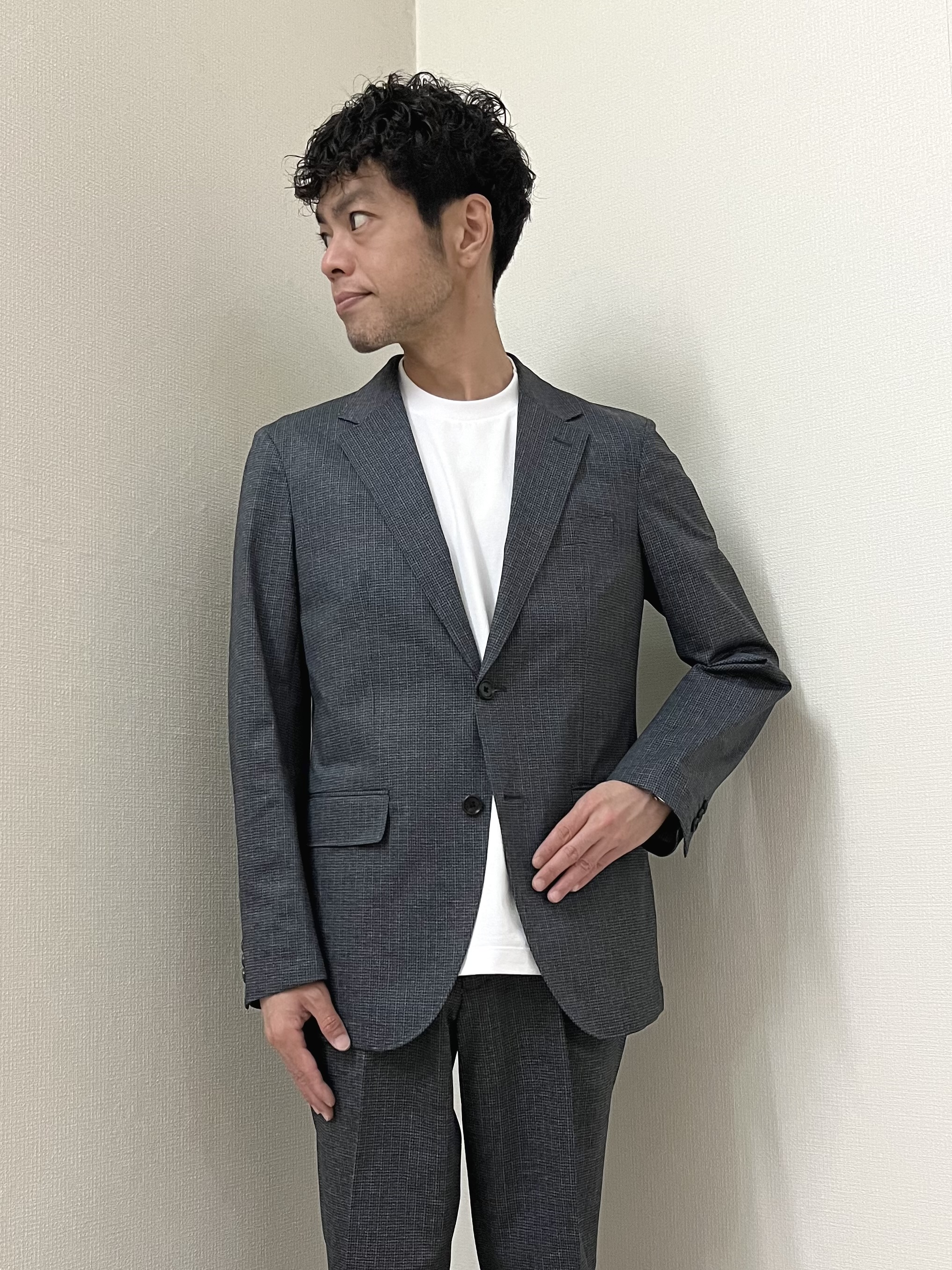 URAさんの「TAKEO KIKUCHI｜【通気性】ジャージ千鳥柄 ジャケット」を使ったコーディネート
