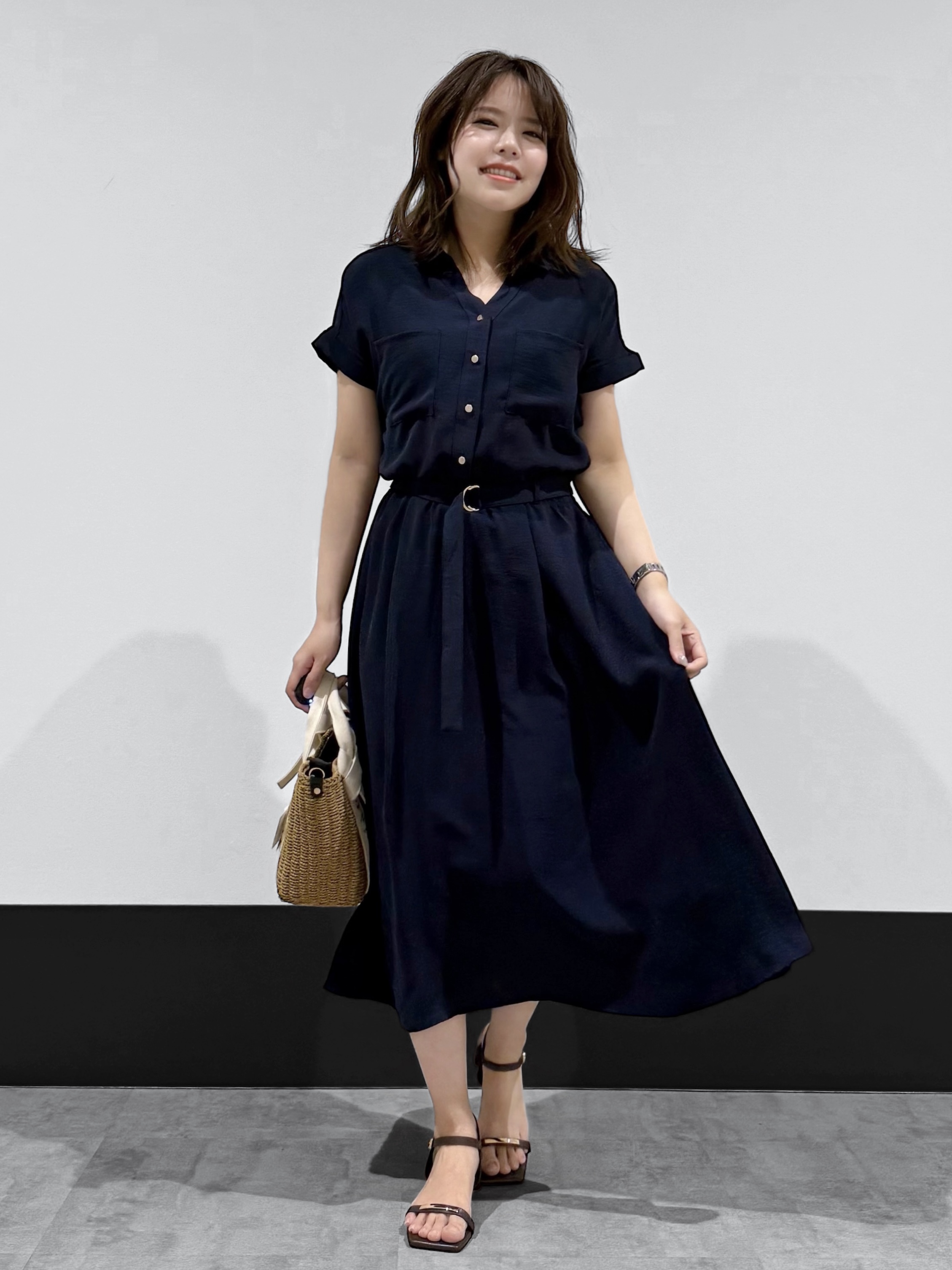 macchaさんの「THE SHOP TK｜【S-XL/ひんやり/防しわ】欲しいが詰まった 上品フィット＆フレアワンピース」を使ったコーディネート