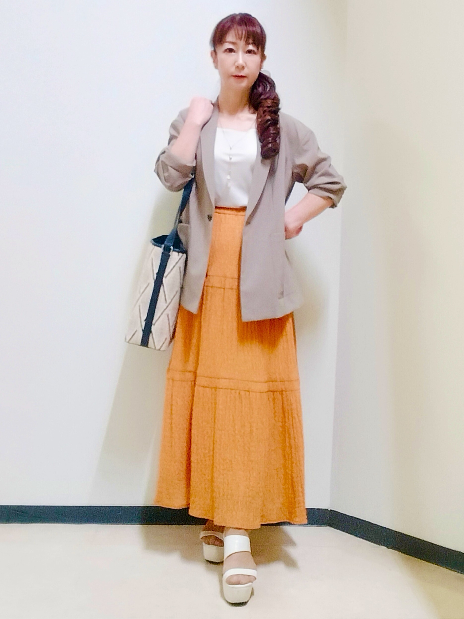 花さんの「Reflect｜【SS-4Lサイズ／接触冷感／シワになりにくい】リラクシーテーラードジャケット」を使ったコーディネート