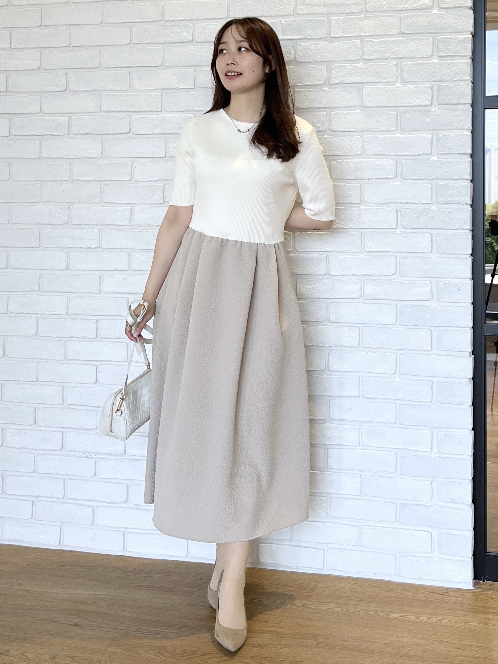 Saekoさんの「UNTITLED｜【一枚でサマ見え】ニットドッキングジャガードワンピース」を使ったコーディネート
