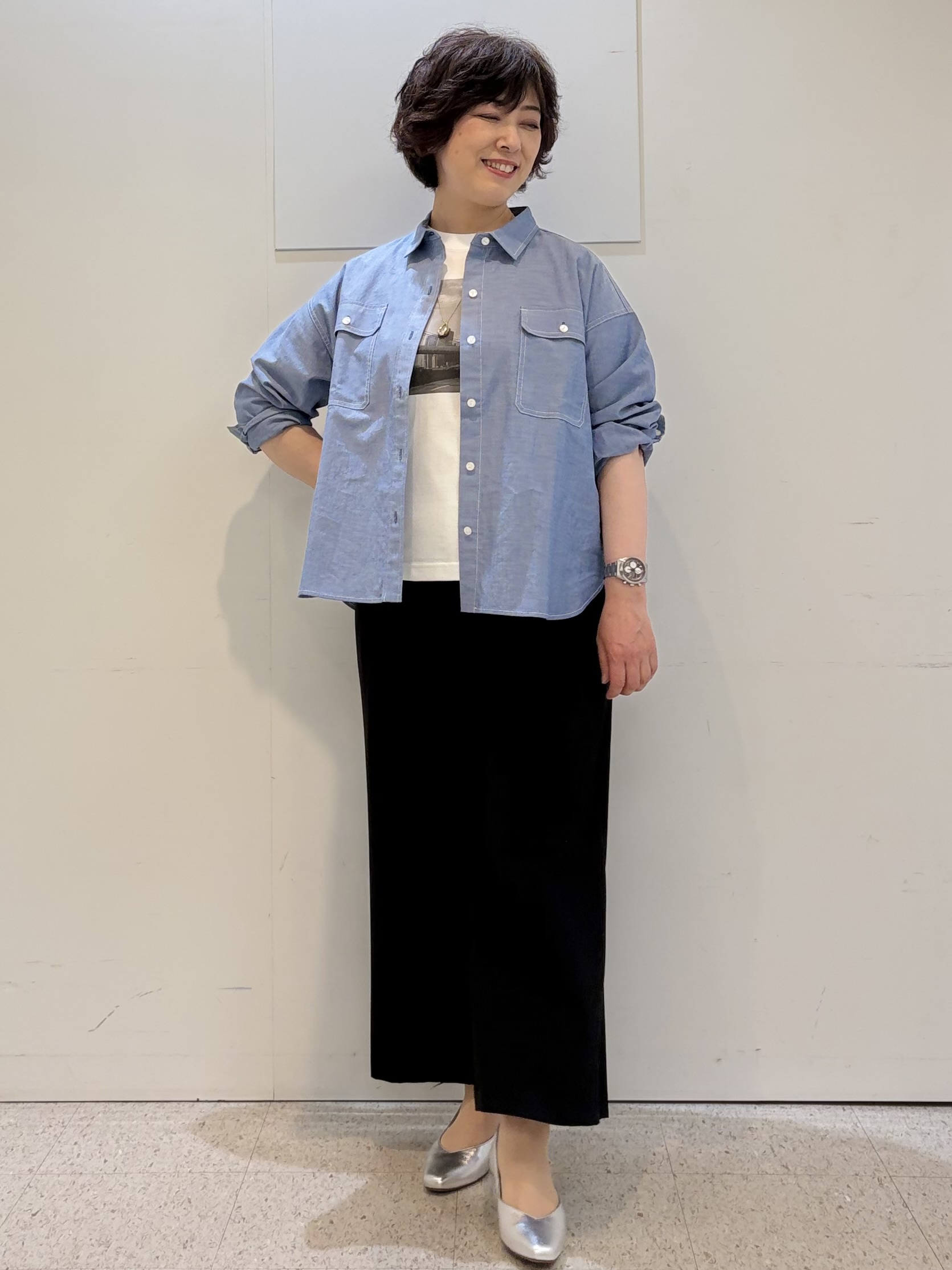 ヤスコさんの「Reflect｜【羽織にも◎】ダンガリーシャツ」を使ったコーディネート