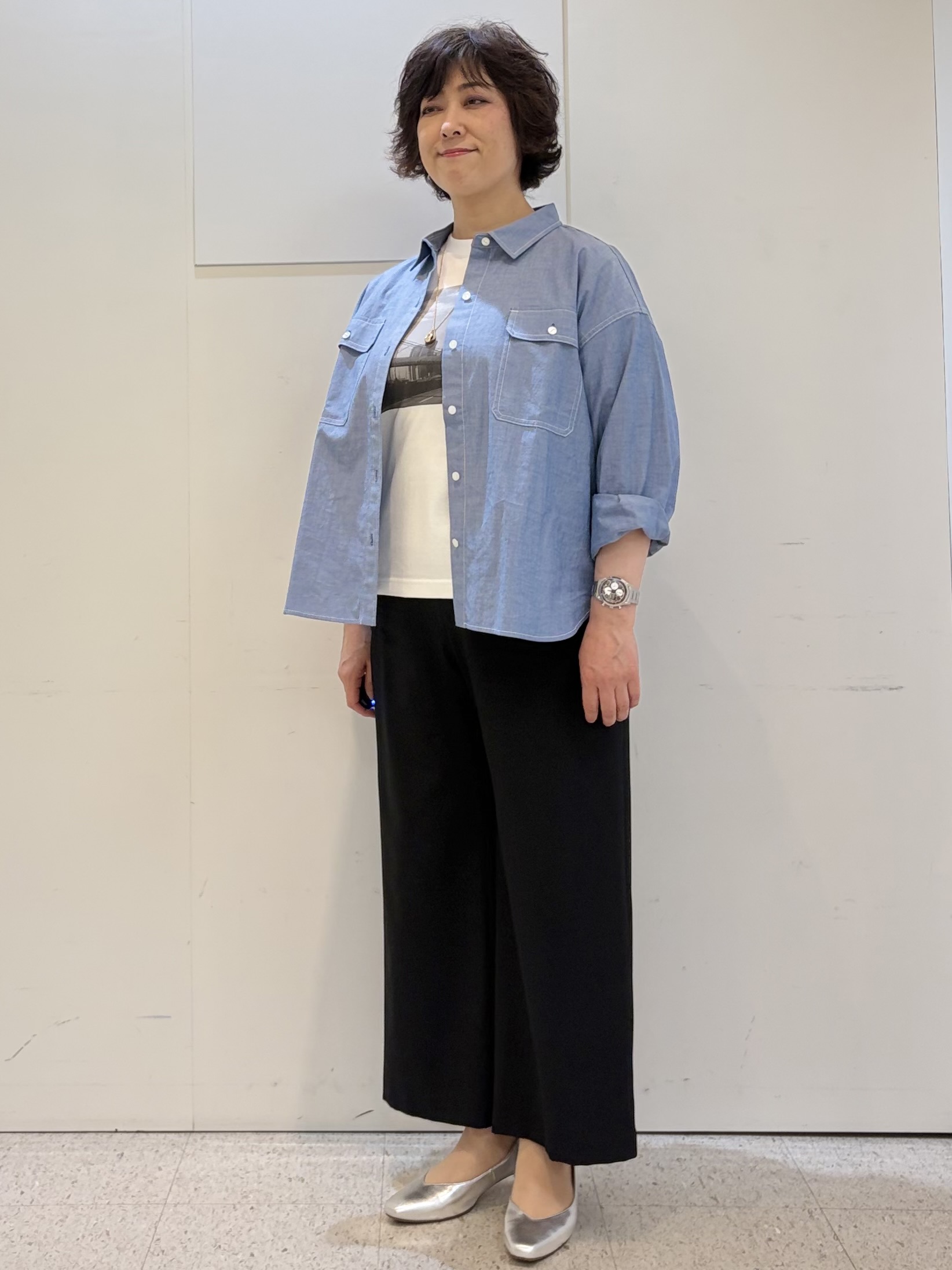 ヤスコさんの「Reflect｜【羽織にも◎】ダンガリーシャツ」を使ったコーディネート